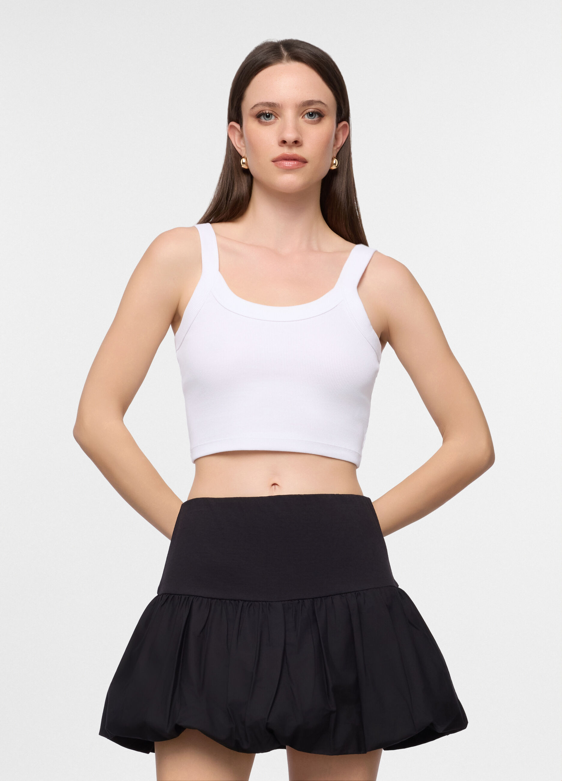 Top cropped in costina stretch donna_0