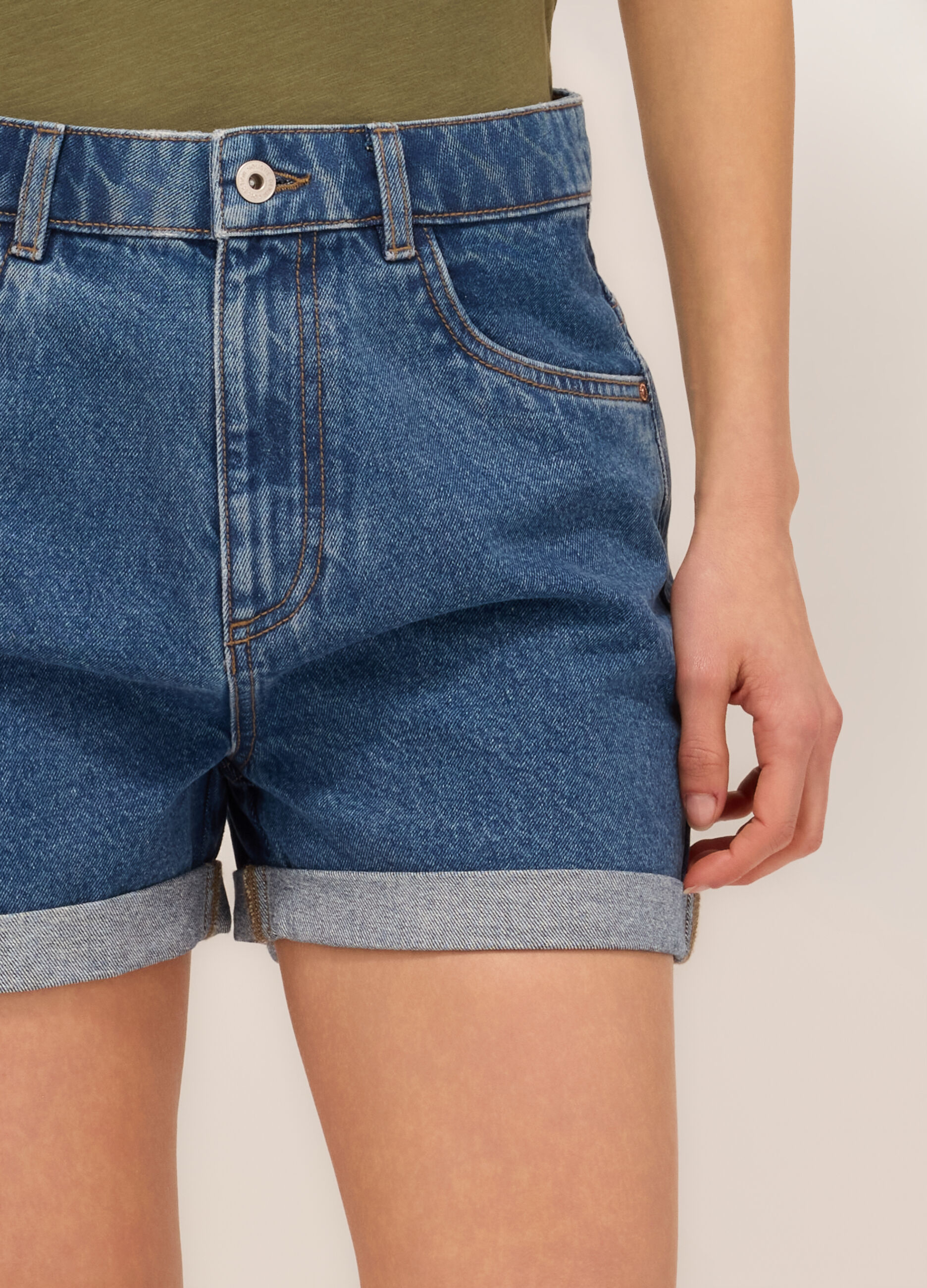 Shorts in denim di puro cotone donna_3