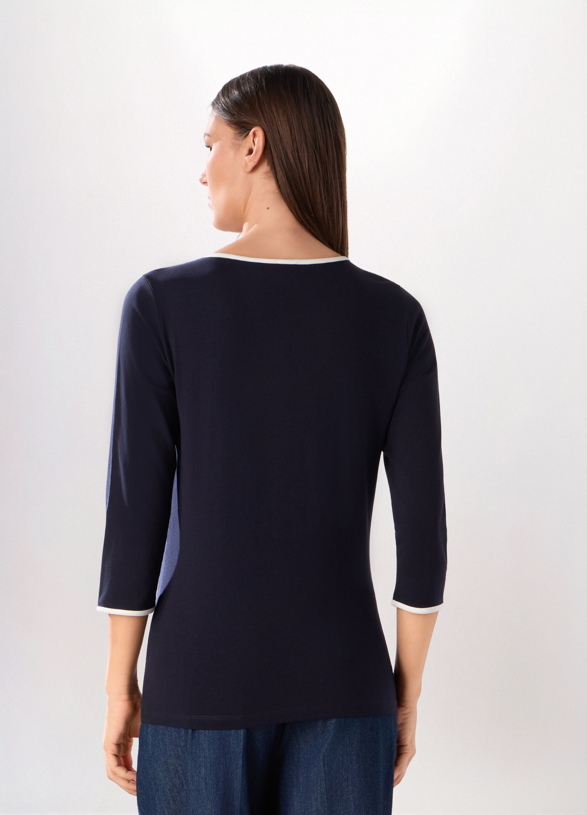 T-shirt in jersey di cotone stretch donna_1