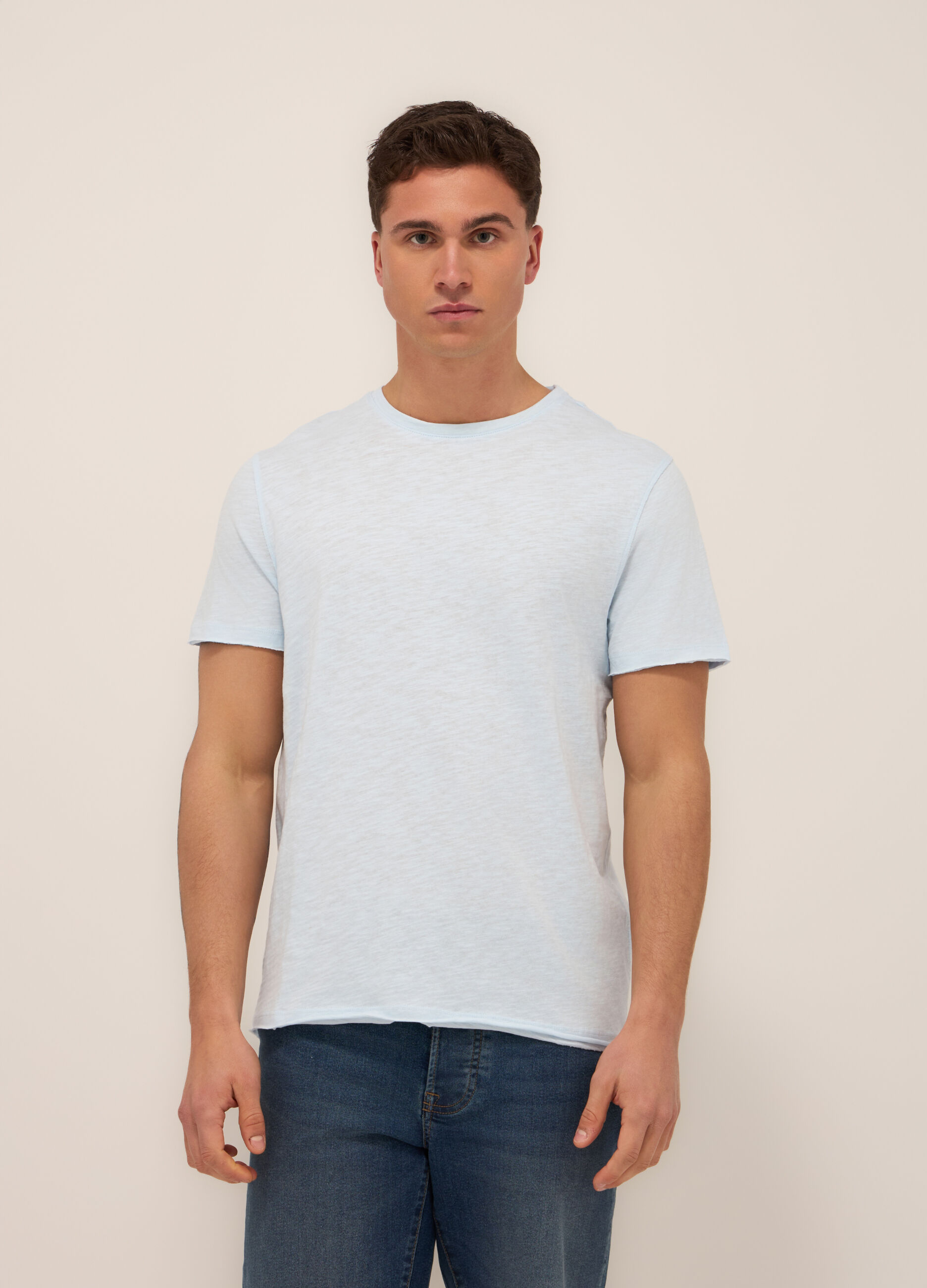 T-shirt in jersey di cotone mélange uomo_0