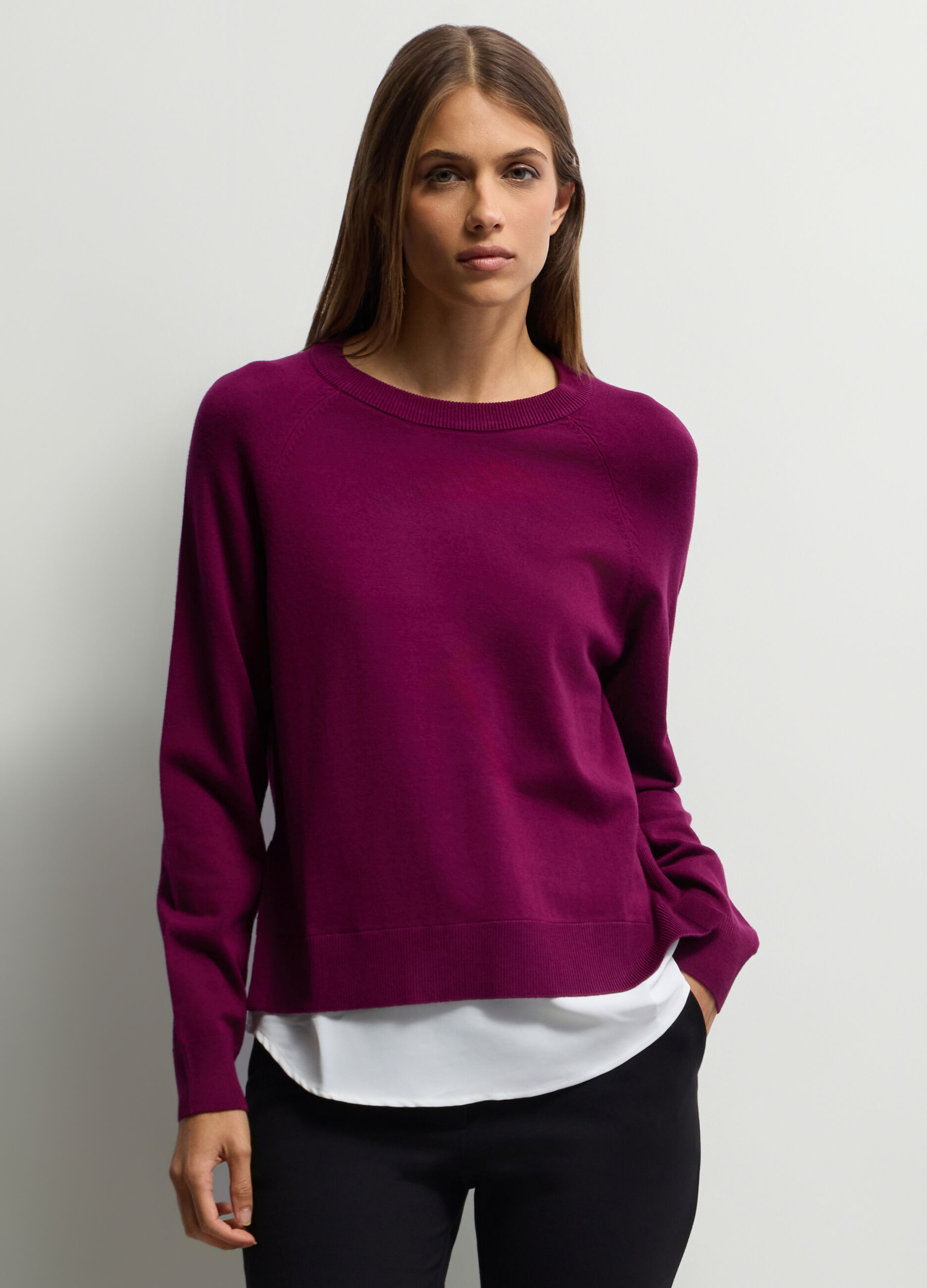 Maglia girocollo rasata donna_0