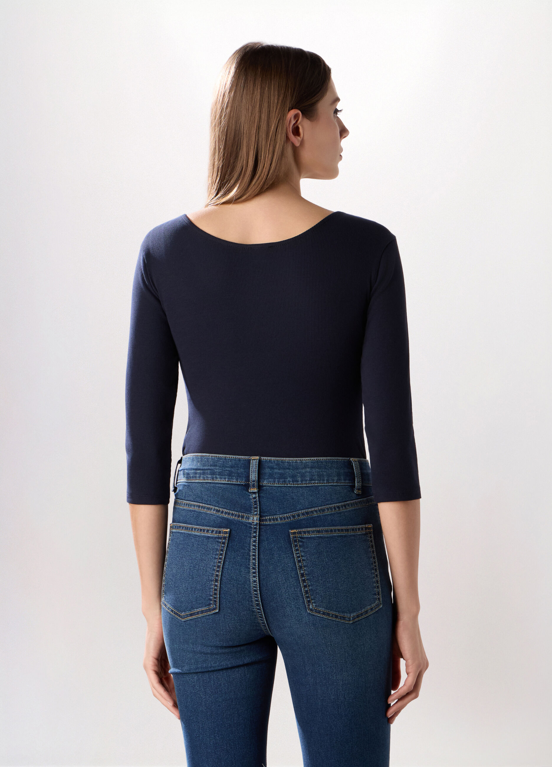 Body in costina di cotone stretch donna_1