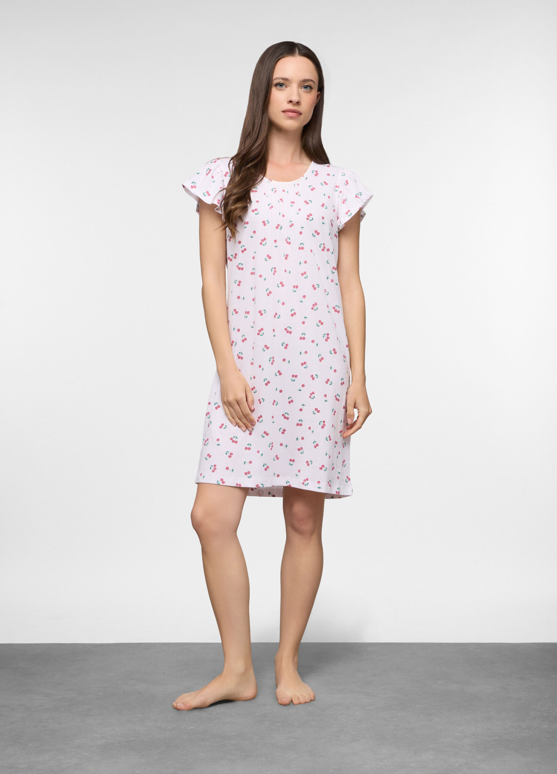 Camicia da notte corta in jersey di puro cotone donna_0