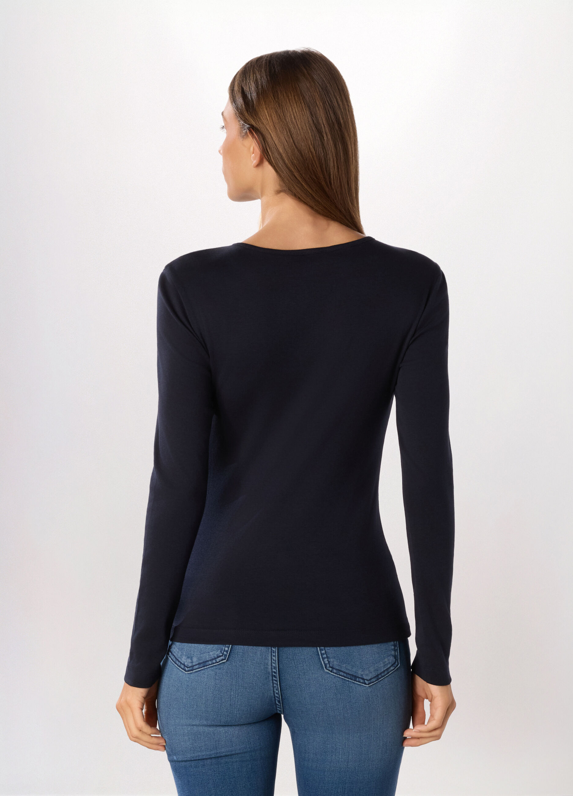 T-shirt in costina di cotone donna_1