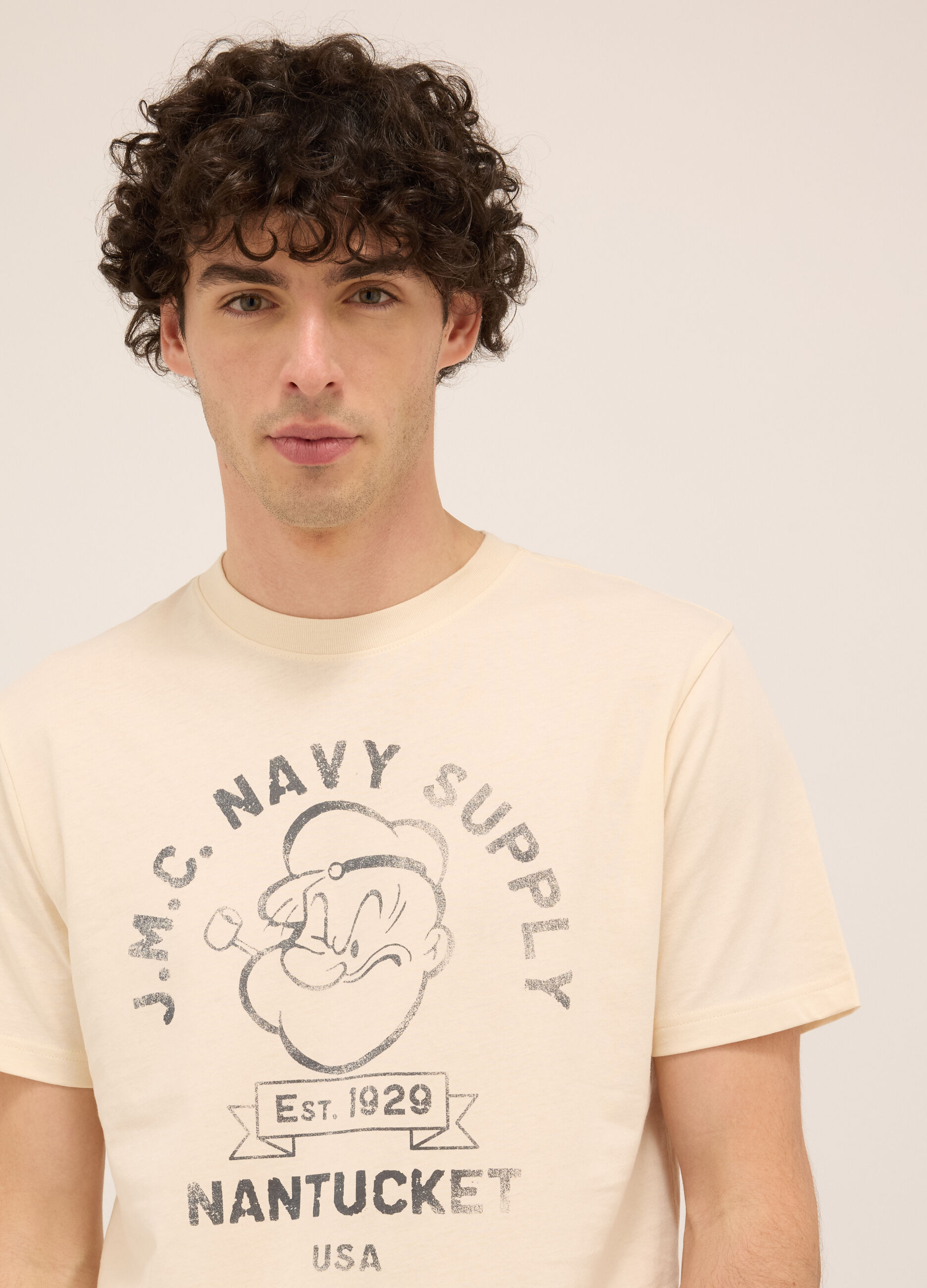 T-shirt girocollo in cotone con stampa uomo_2