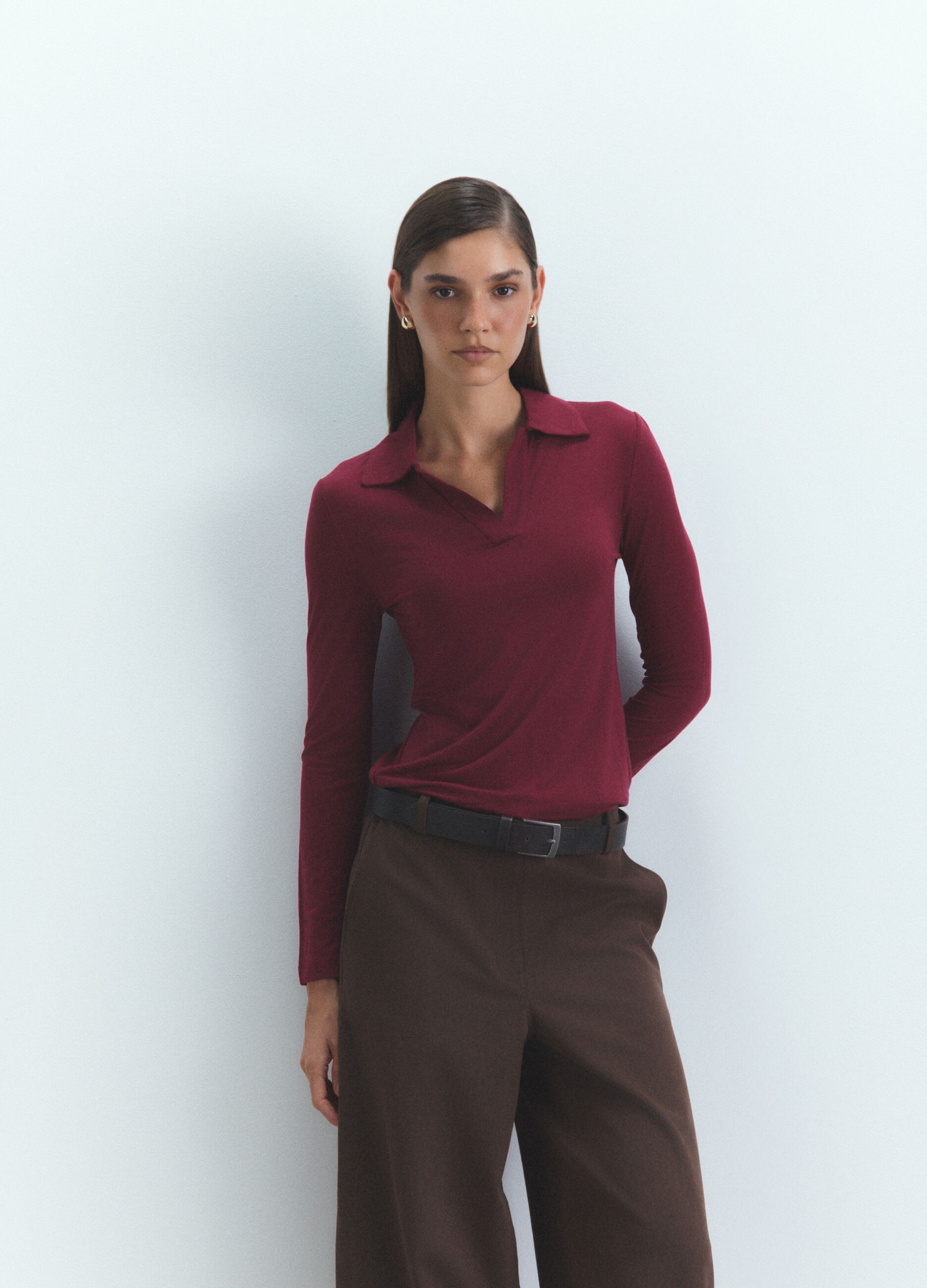 Maglia polo rasata donna_0