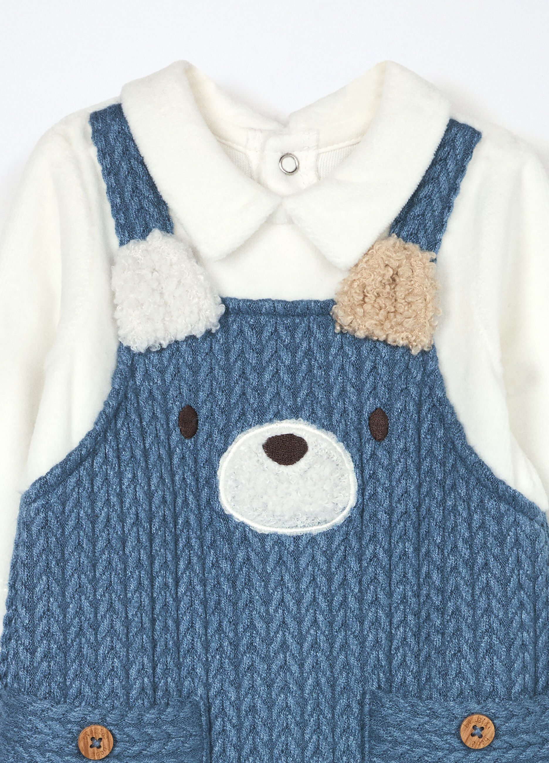 Tutina lunga a salopette in velour neonato_2