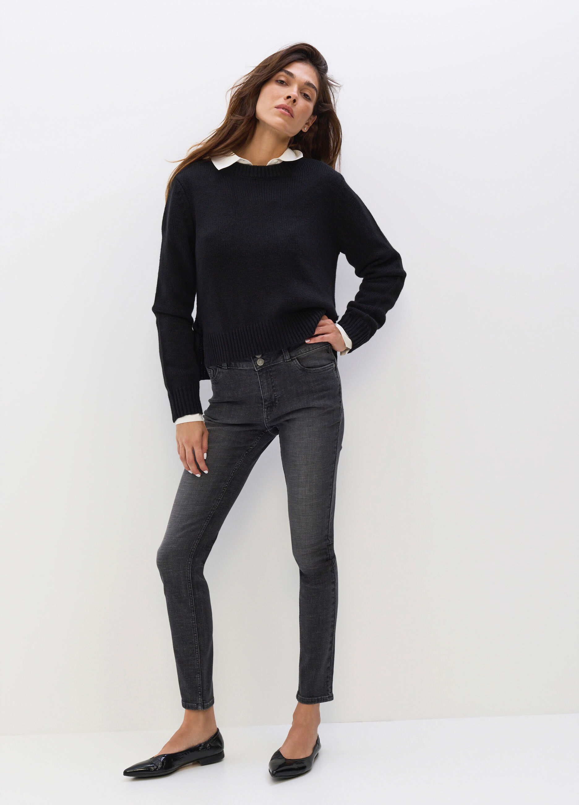 Pantaloni Push Up Fit in denim stretch misto cotone donna_0