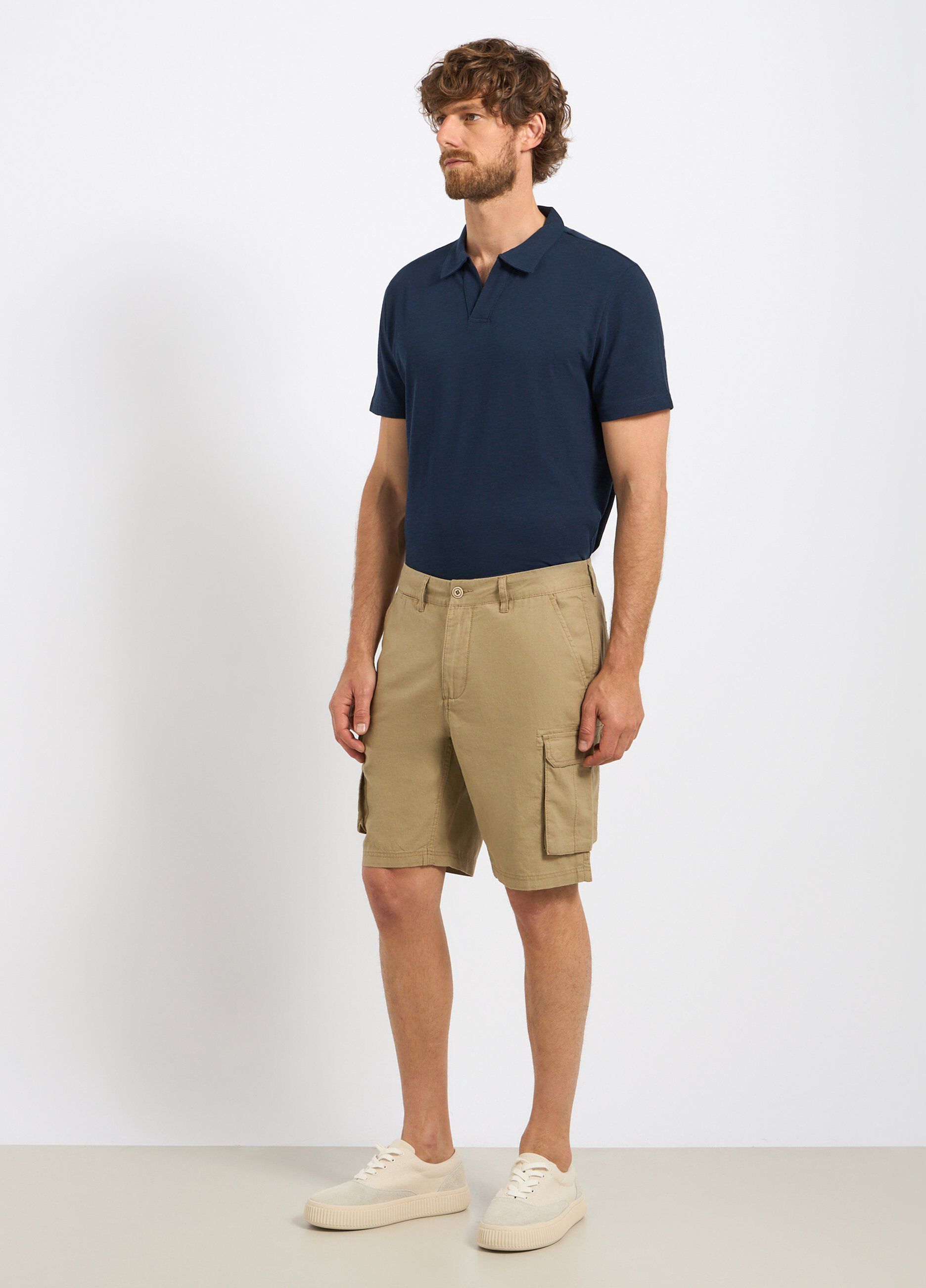 Bermuda cargo in misto lino uomo_0
