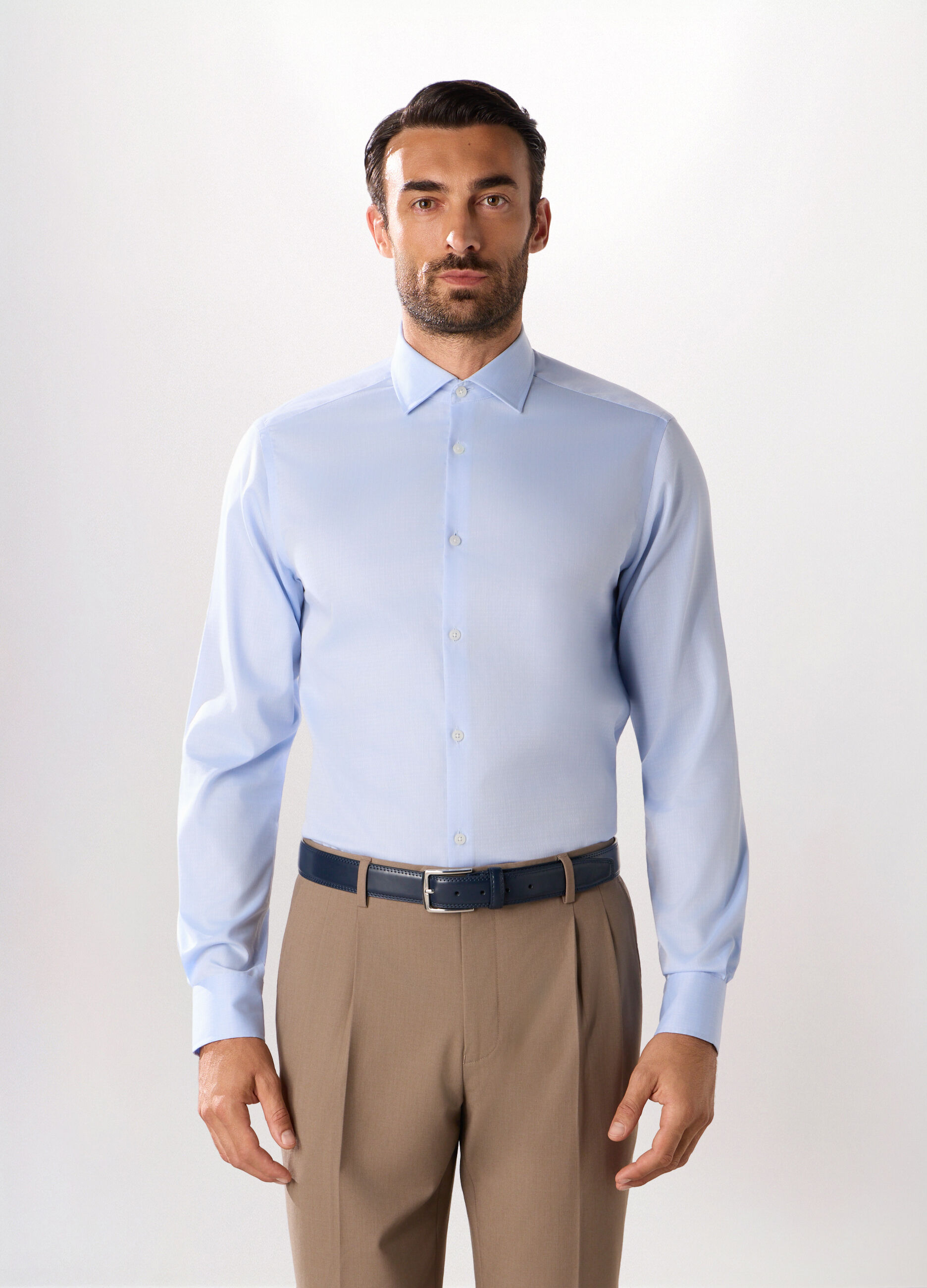 Camicia slim fit in puro cotone uomo_0