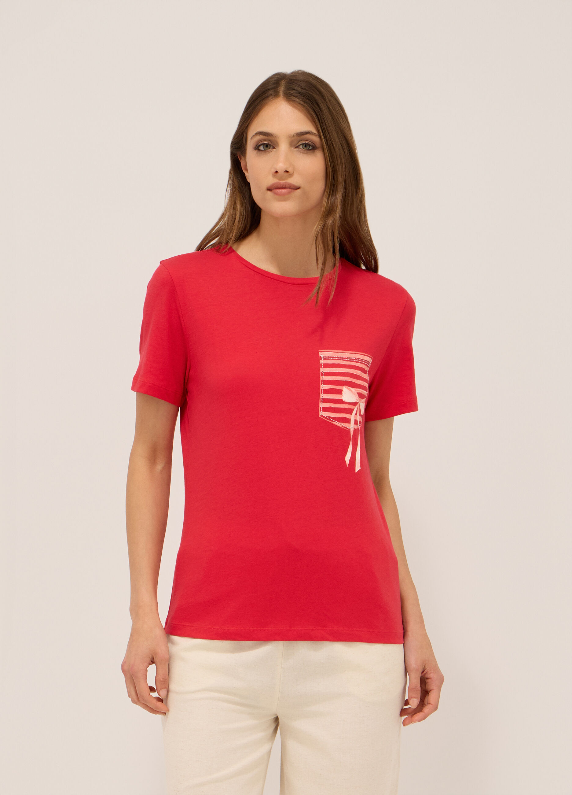 T-shirt in jersey di puro cotone donna_0