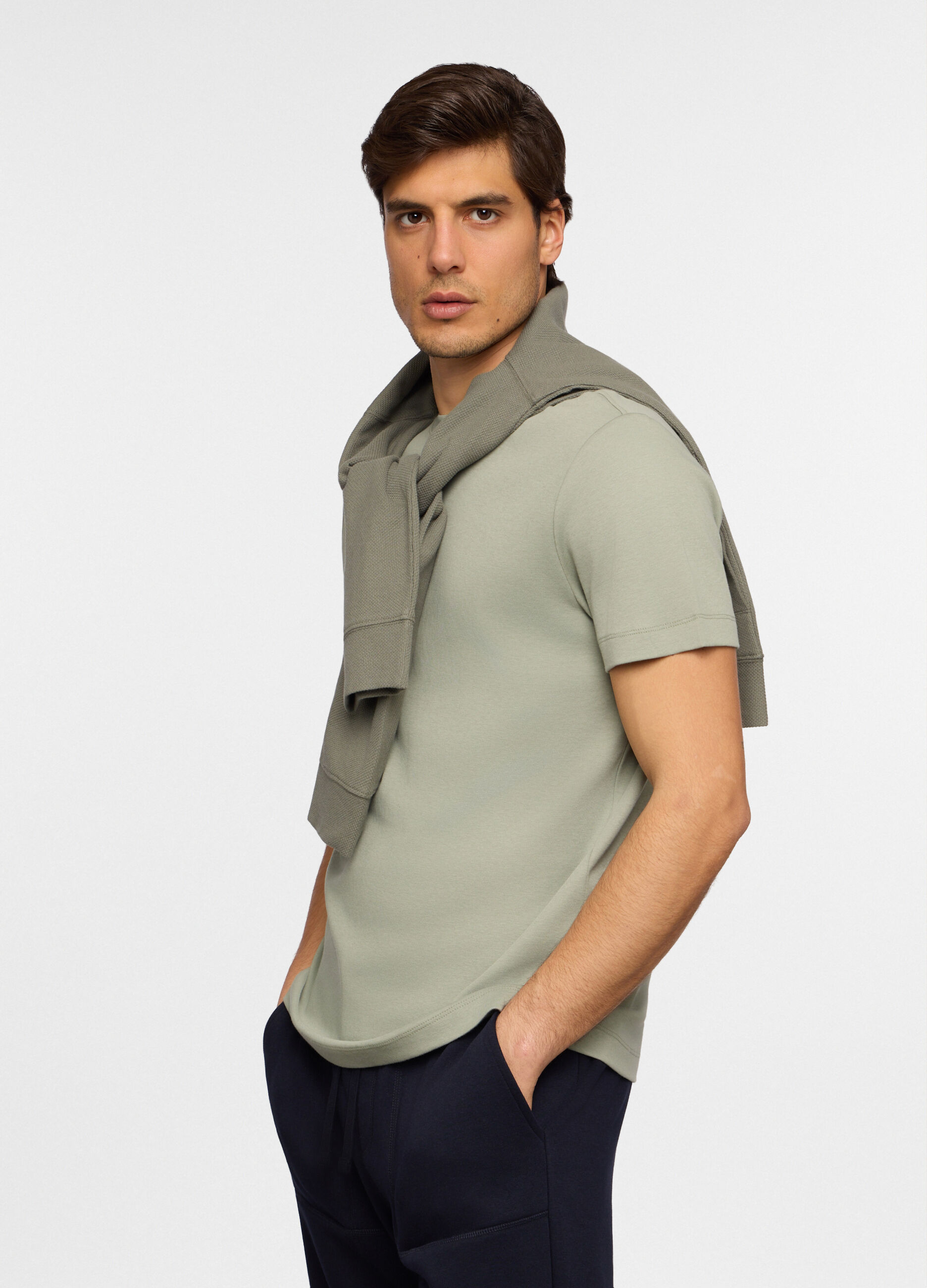 T-shirt girocollo in interlock di cotone uomo_0