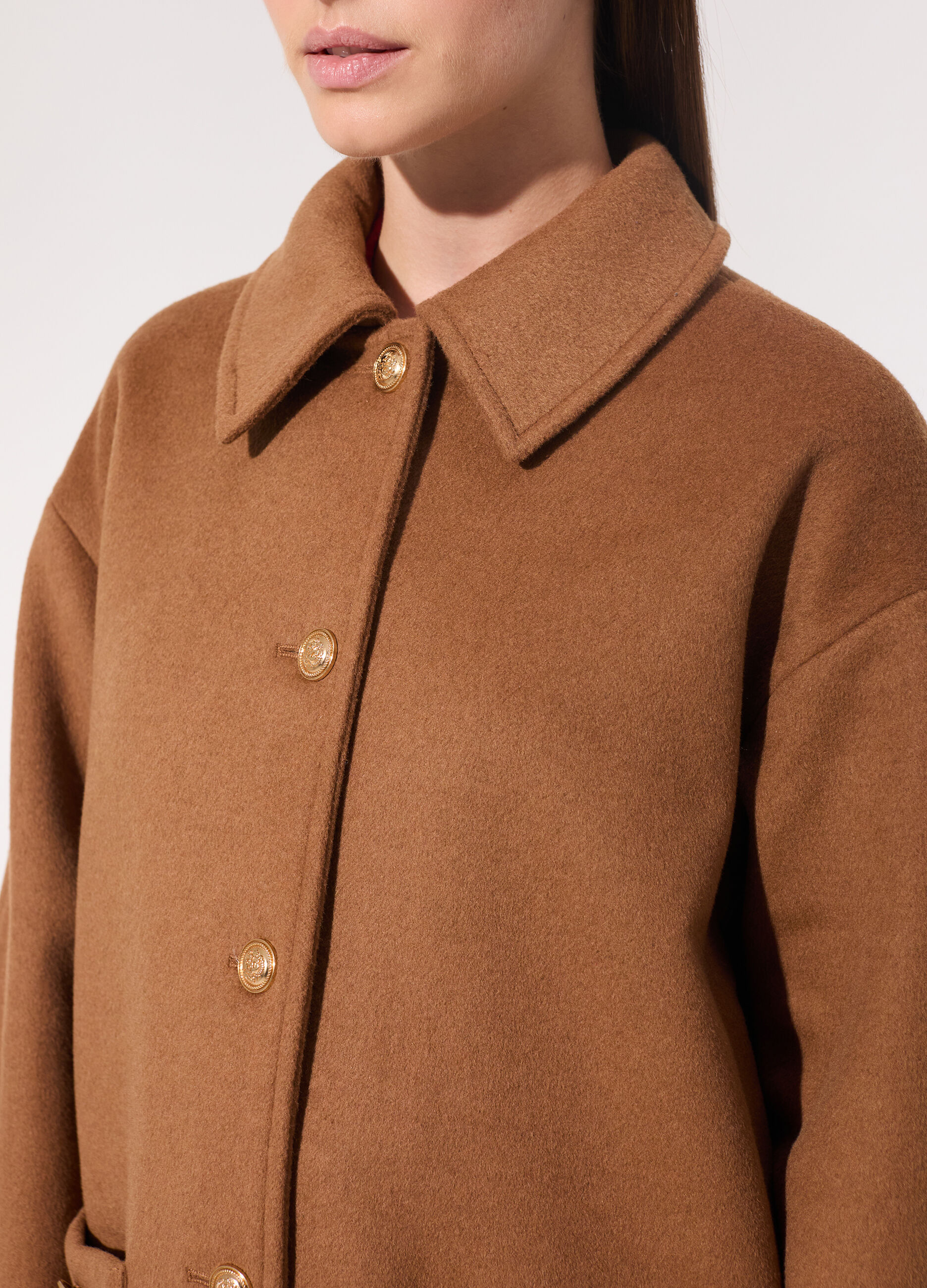 Cappotto montgomery corto in misto lana donna_3