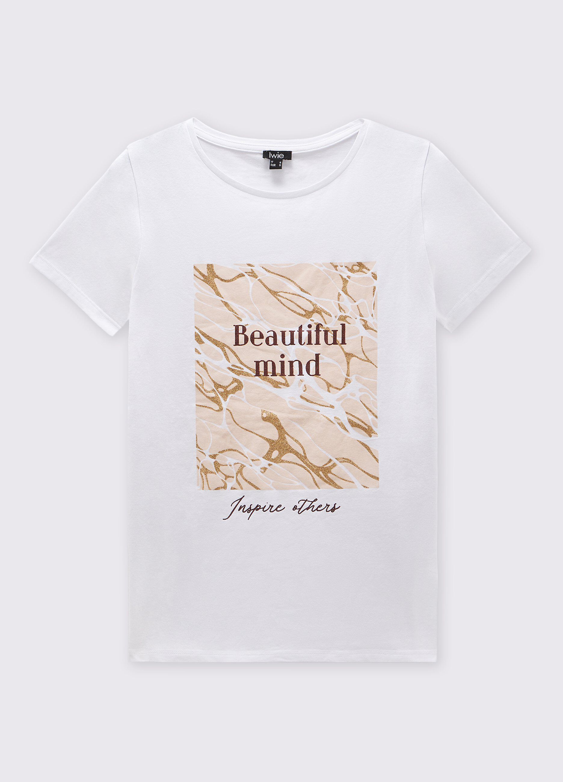 T-shirt in cotone stretch con stampa donna_0