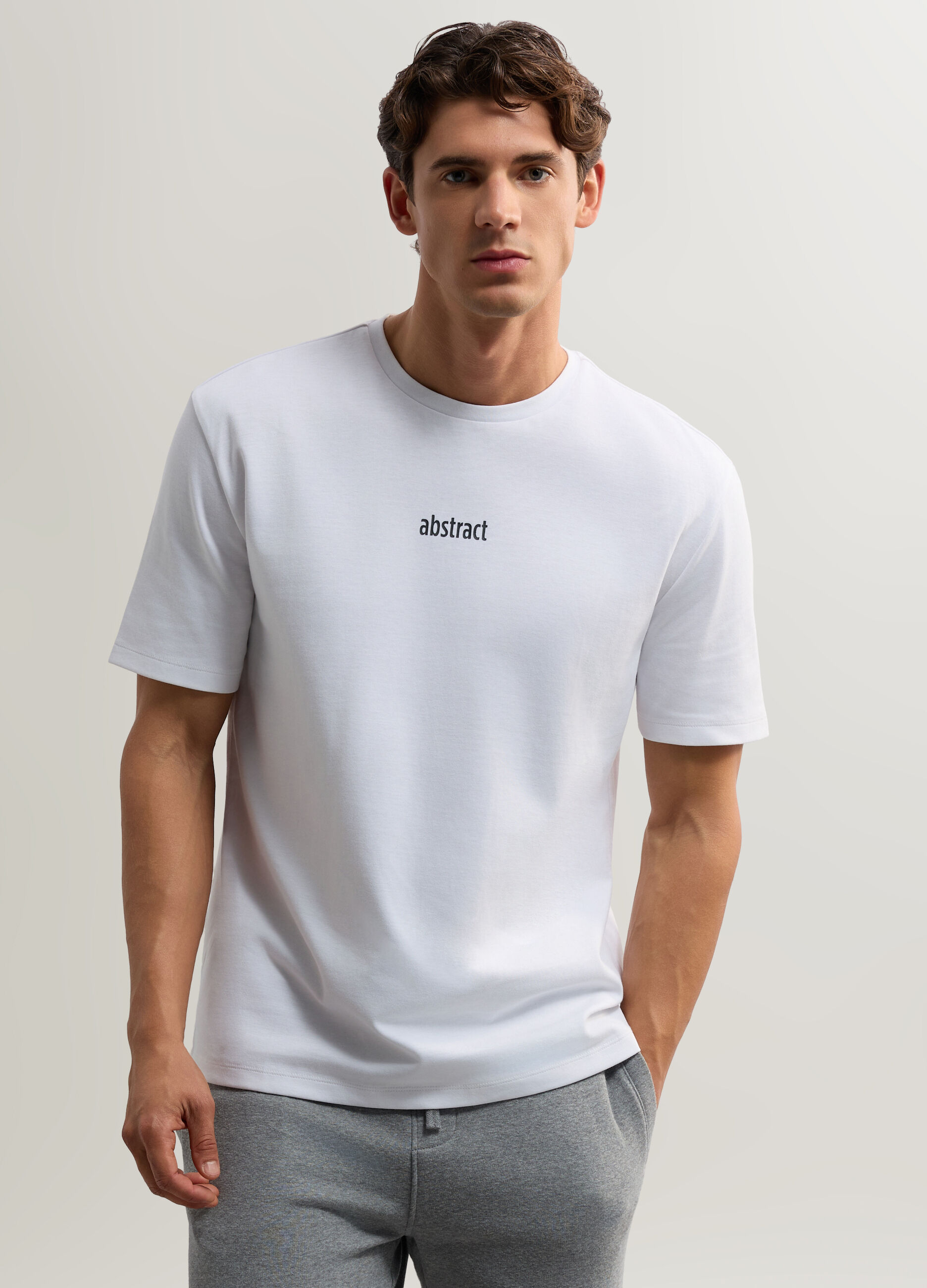 T-shirt in interlock di cotone stretch con stampa uomo_0