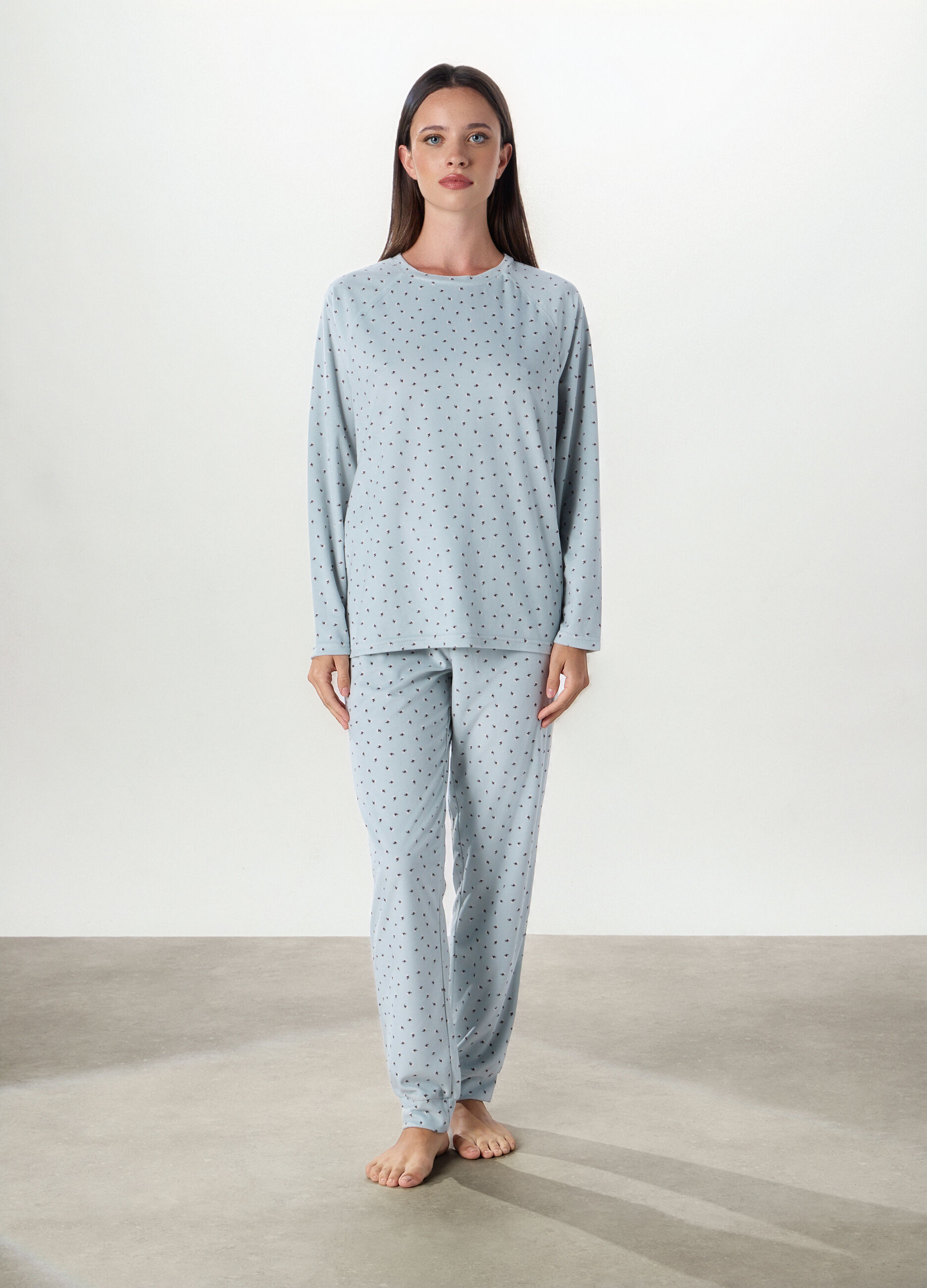 Set pigiama lungo in velours donna_0