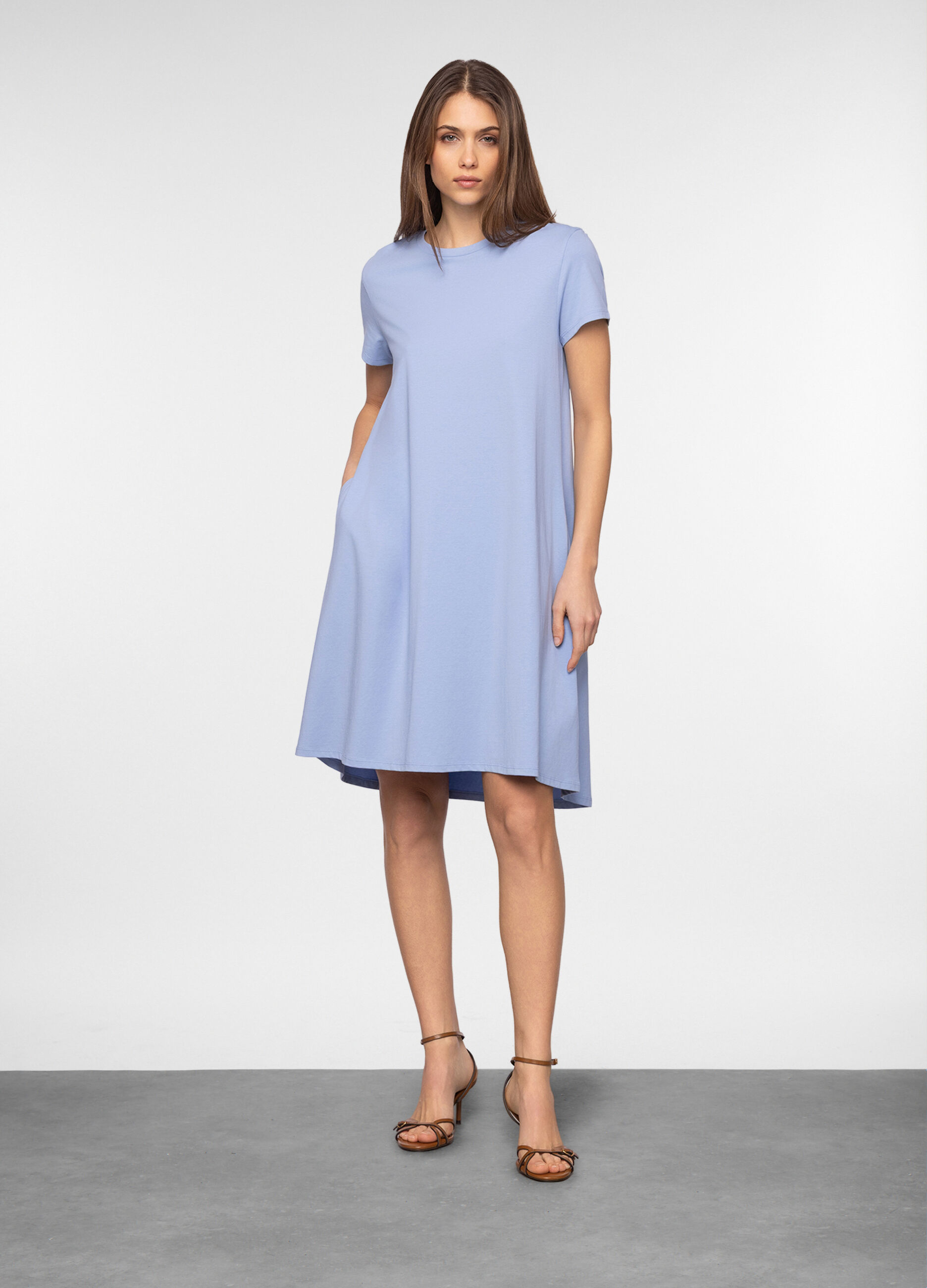 Vestito corto in jersey stretch fit wide donna_0