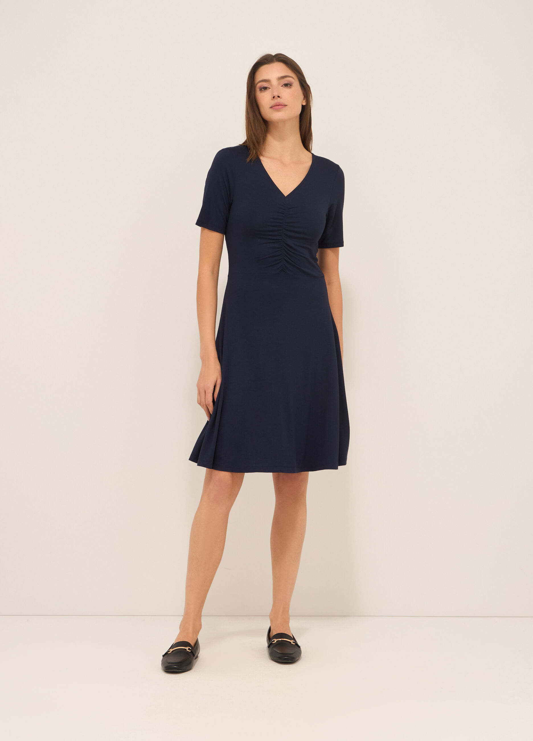 Abito corto in jersey di viscosa stretch donna_0
