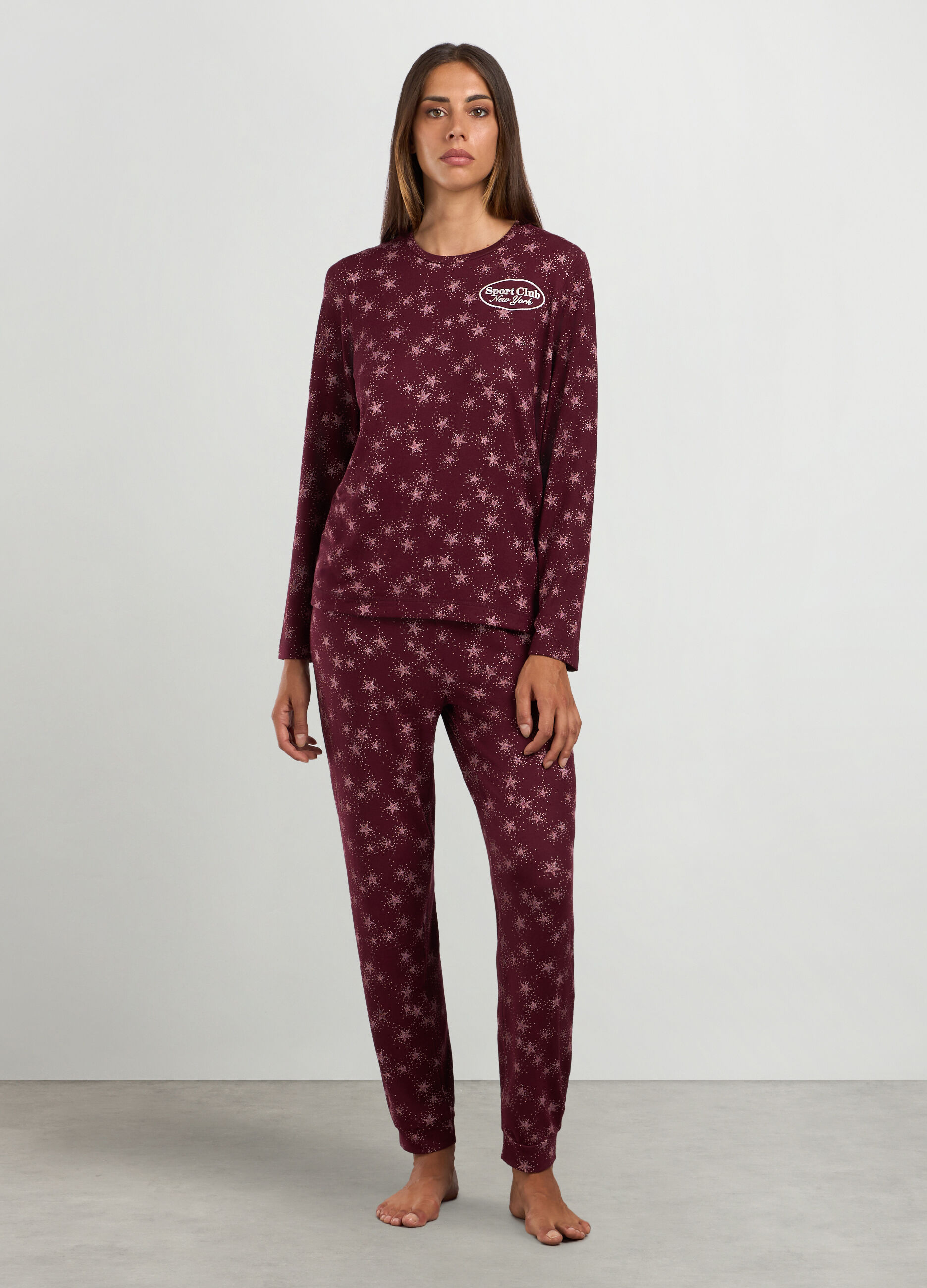 Set pigiama lungo con stampa donna_0