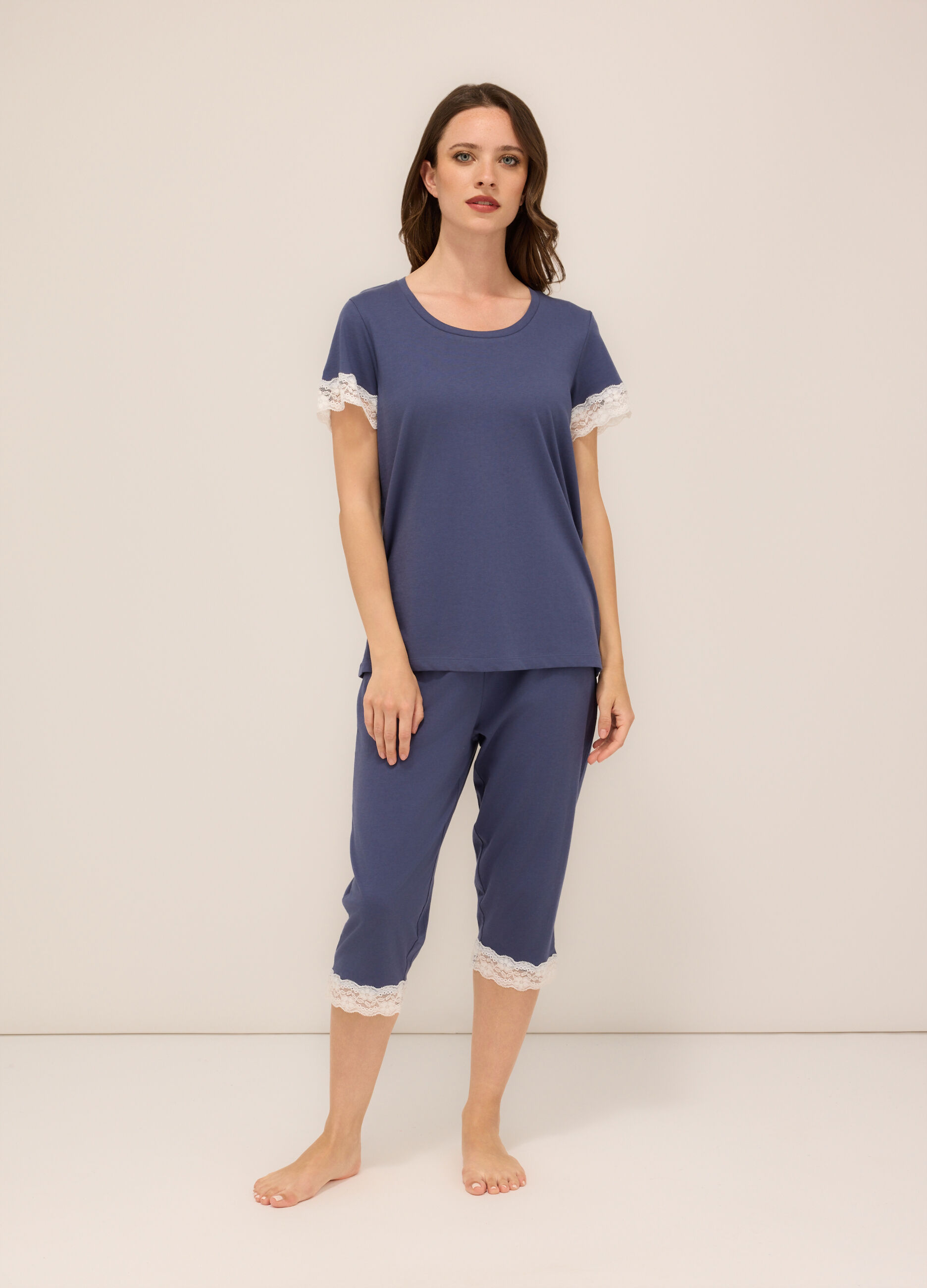 Set pigiama corto in puro cotone donna_0
