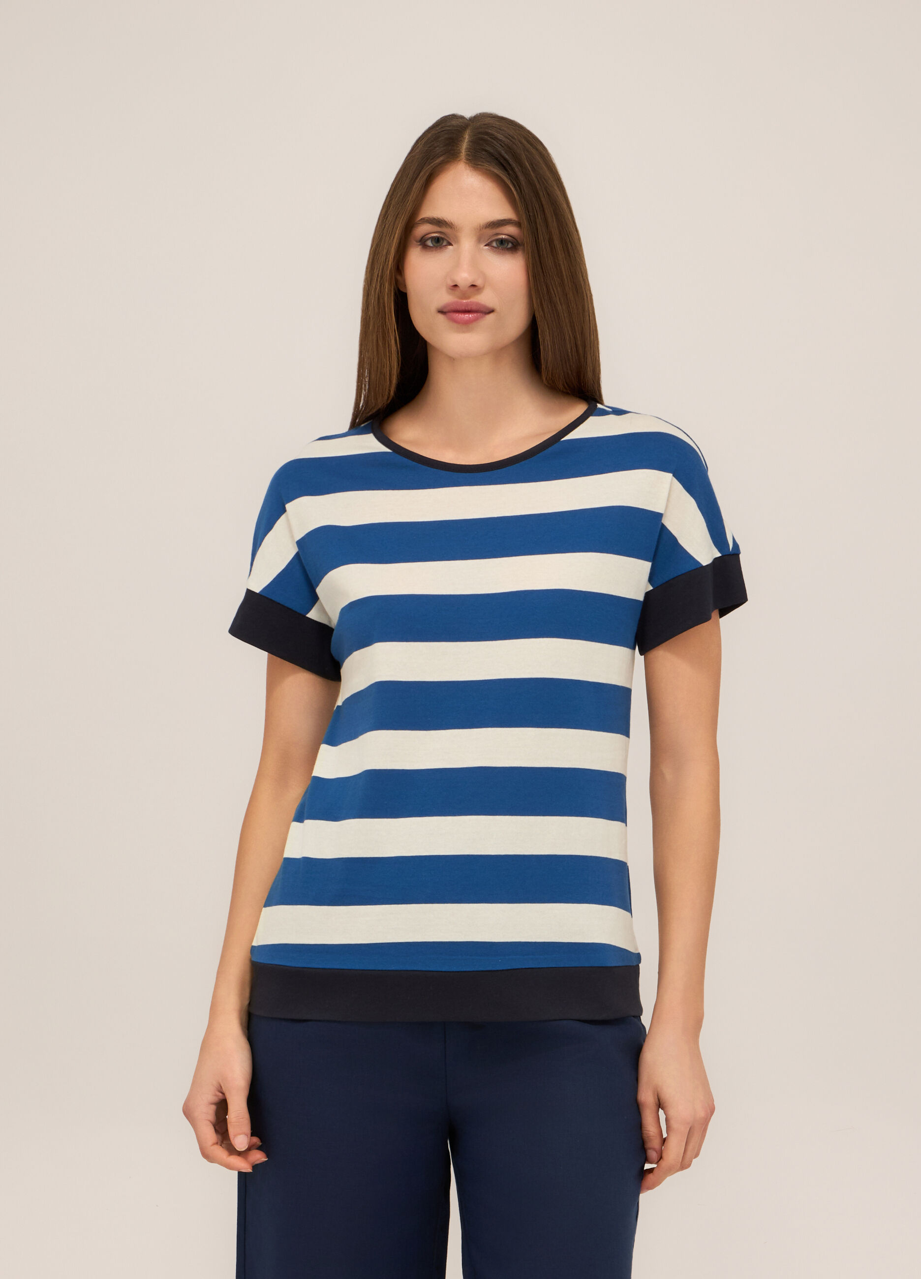 T-shirt in jersey di puro cotone donna_0