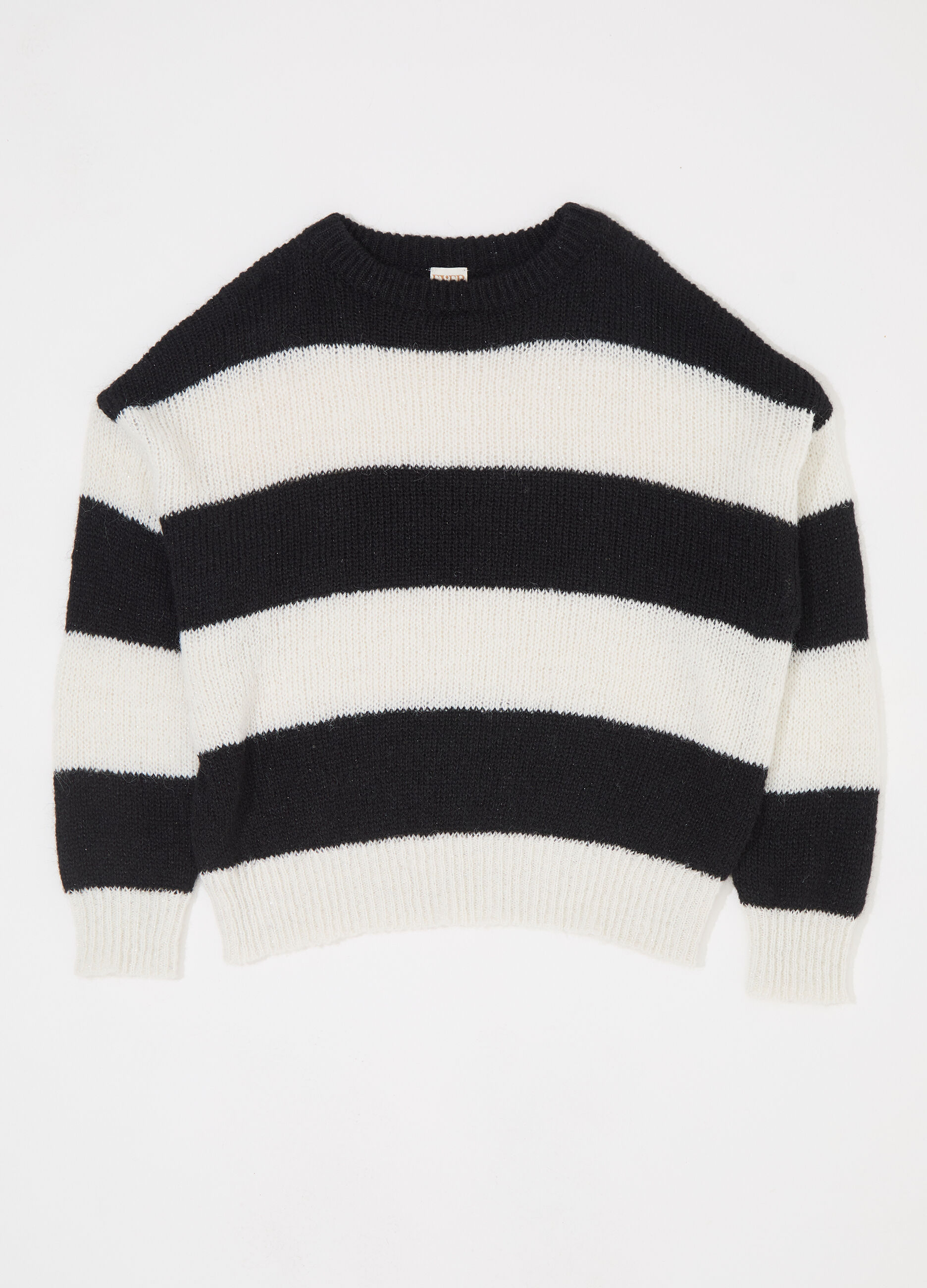 Pullover in misto lana e filo lurex a righe donna_4
