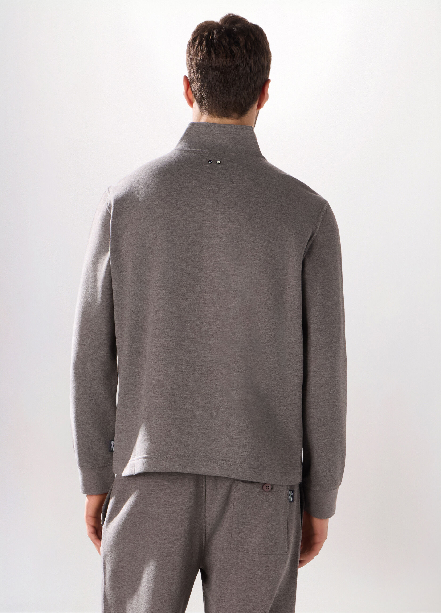 Felpa lupetto con zip in puro cotone uomo_1