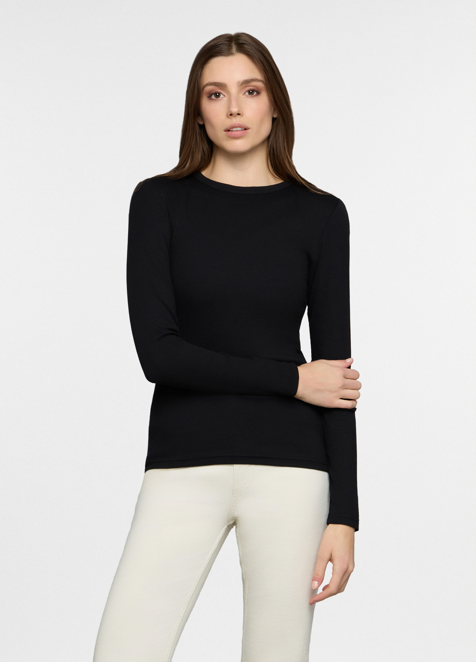 T-shirt girocollo stretch donna_0