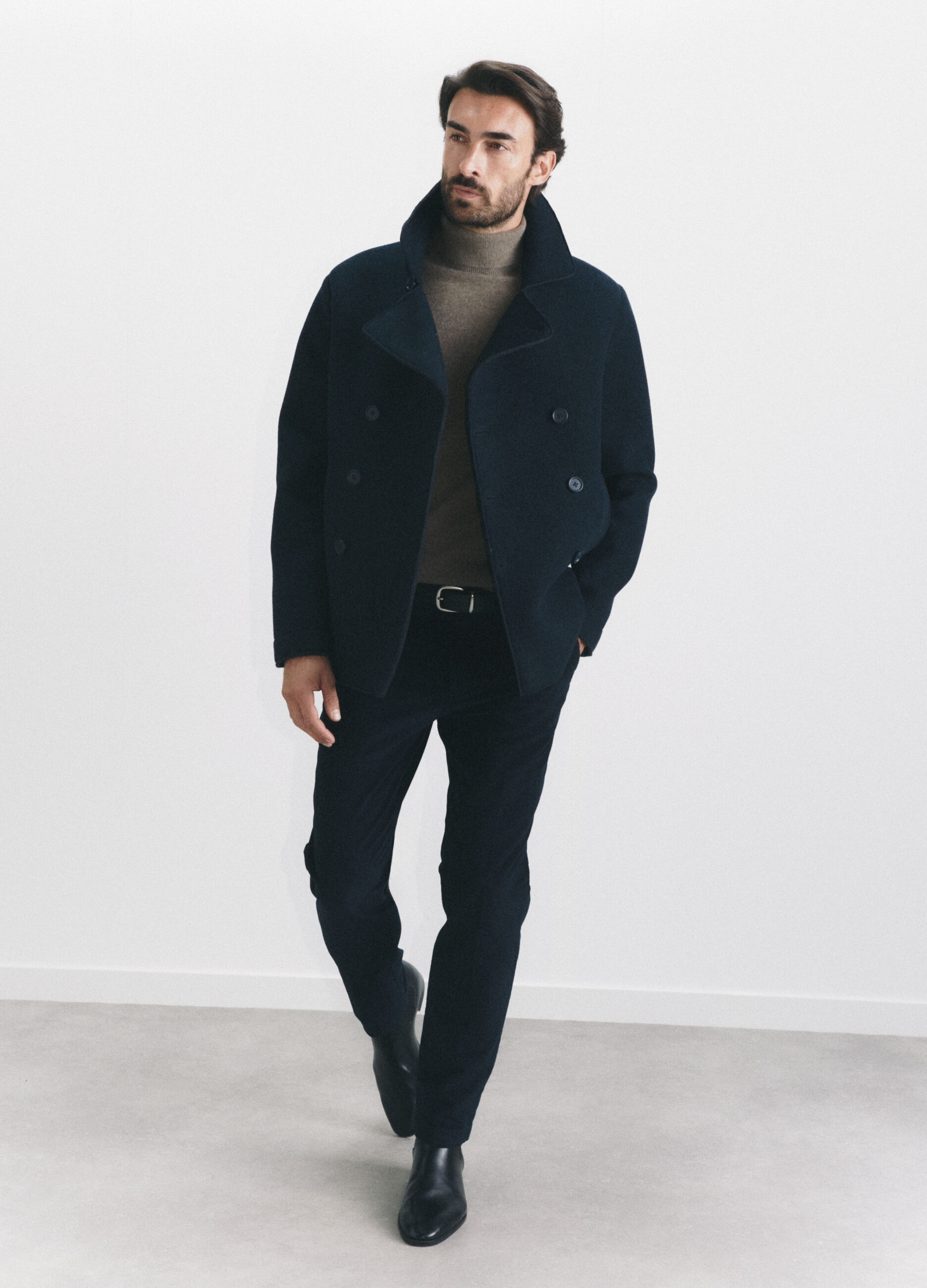 Cappotto stile caban in misto acrilico e lana uomo_0