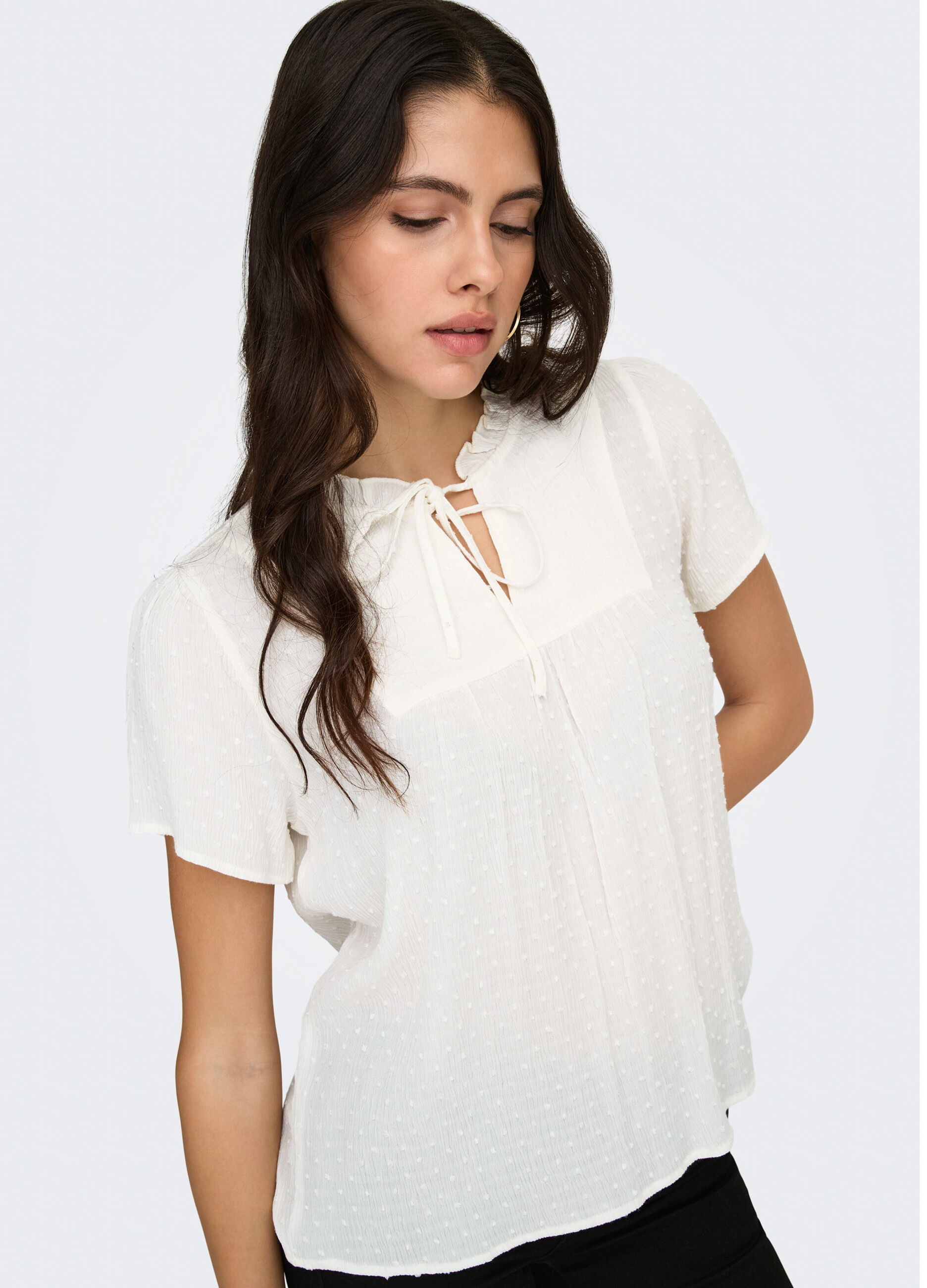 Blusa loose fit con scollo a V_3