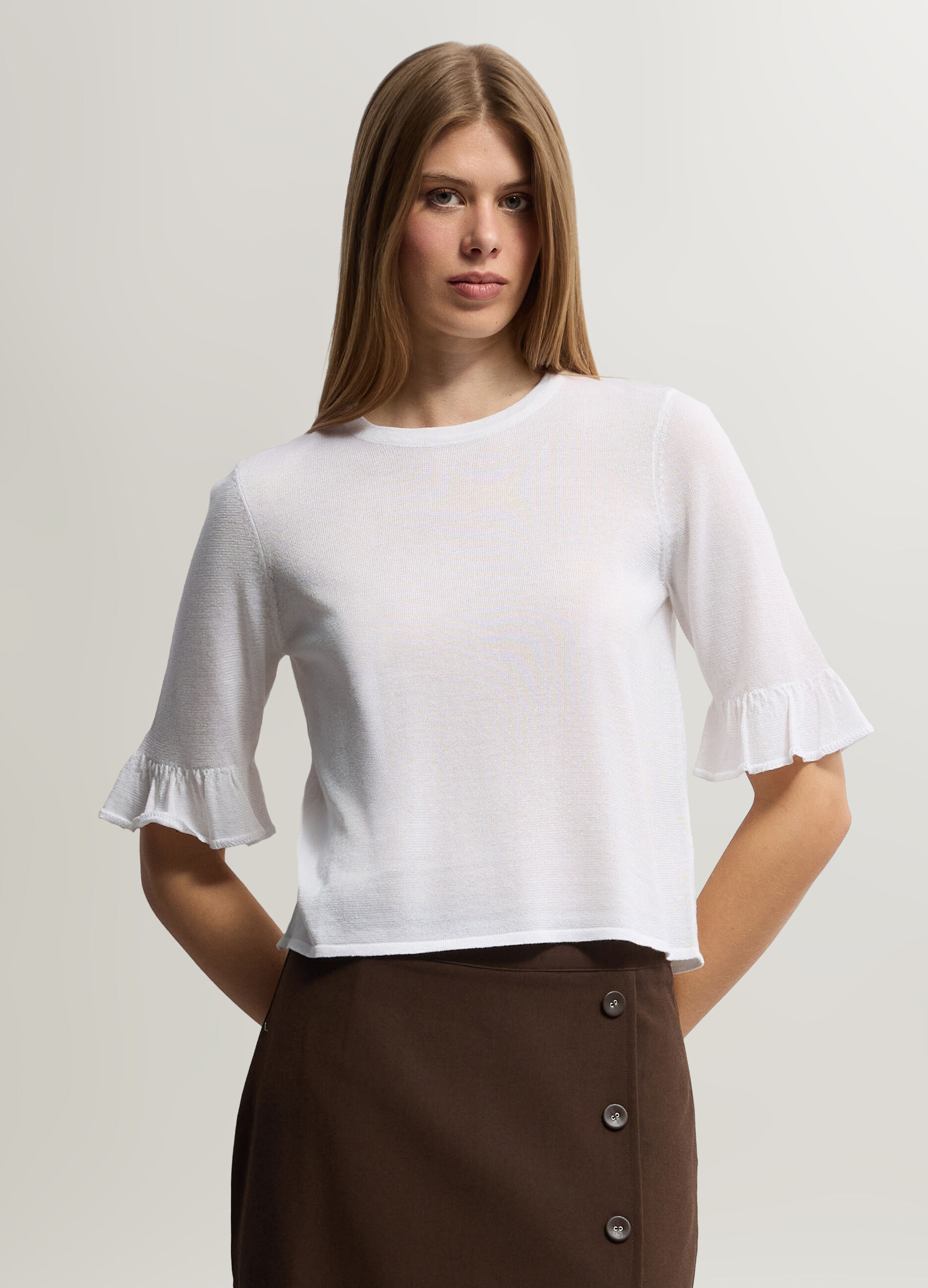 Maglia girocollo rasata donna_0