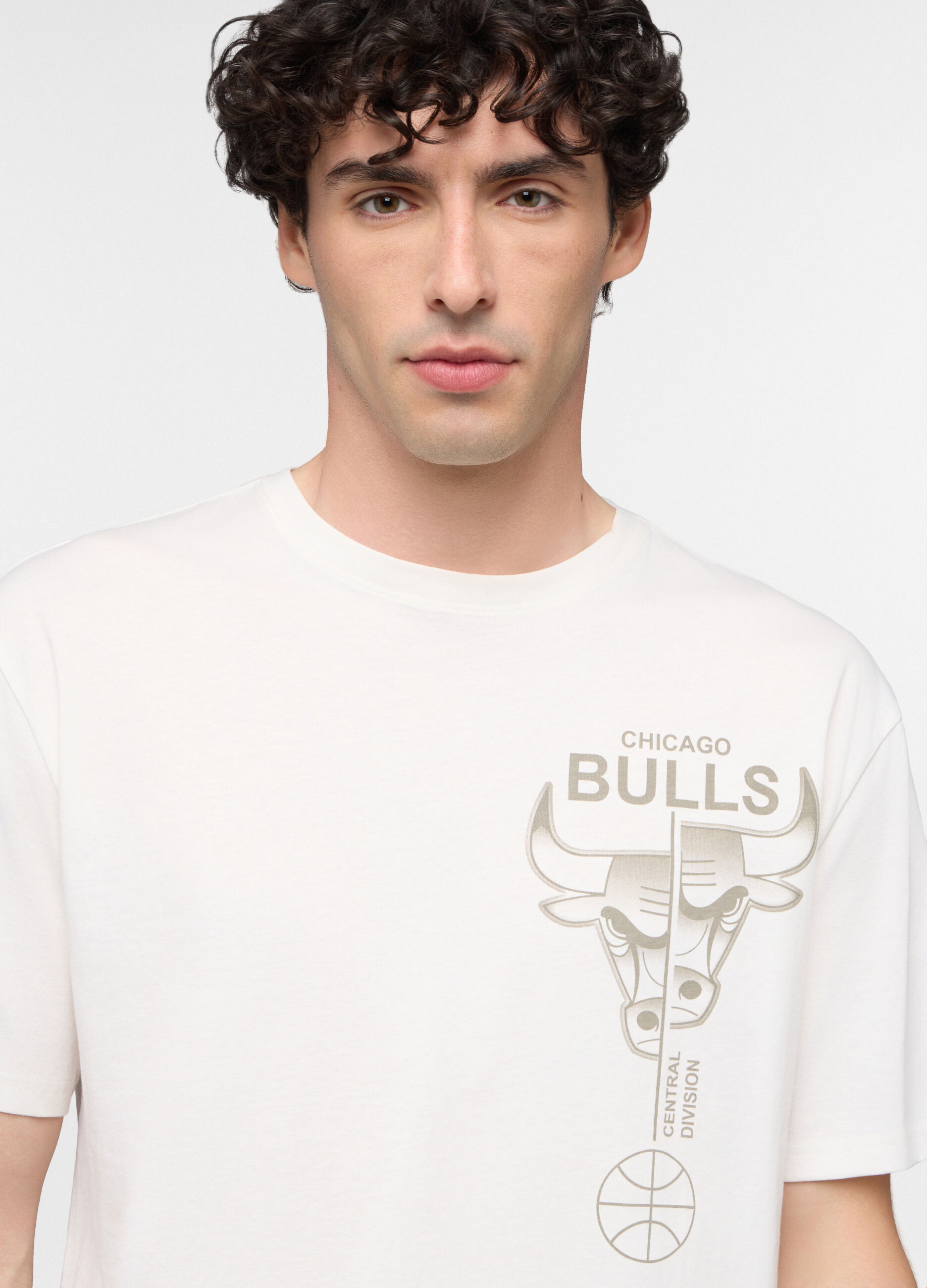 T-shirt girocollo Chicago Bulls di cotone uomo_2