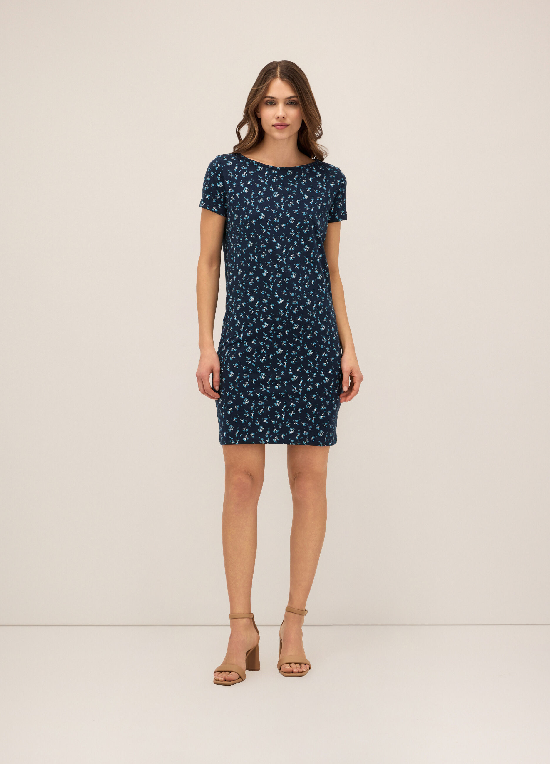 Abito corto in cotone stretch donna