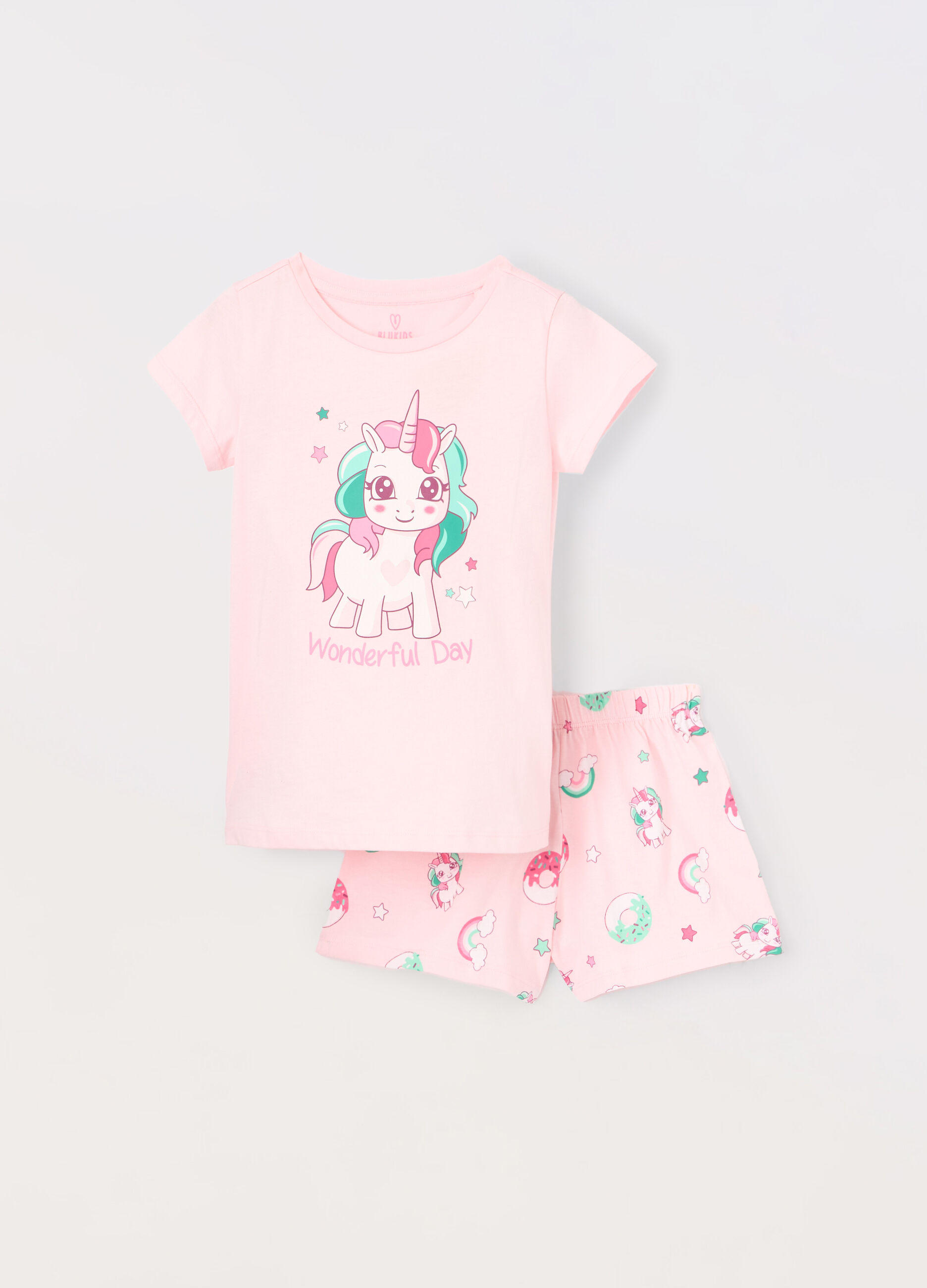 Set pigiama corto in jersey di puro cotone bambina_0