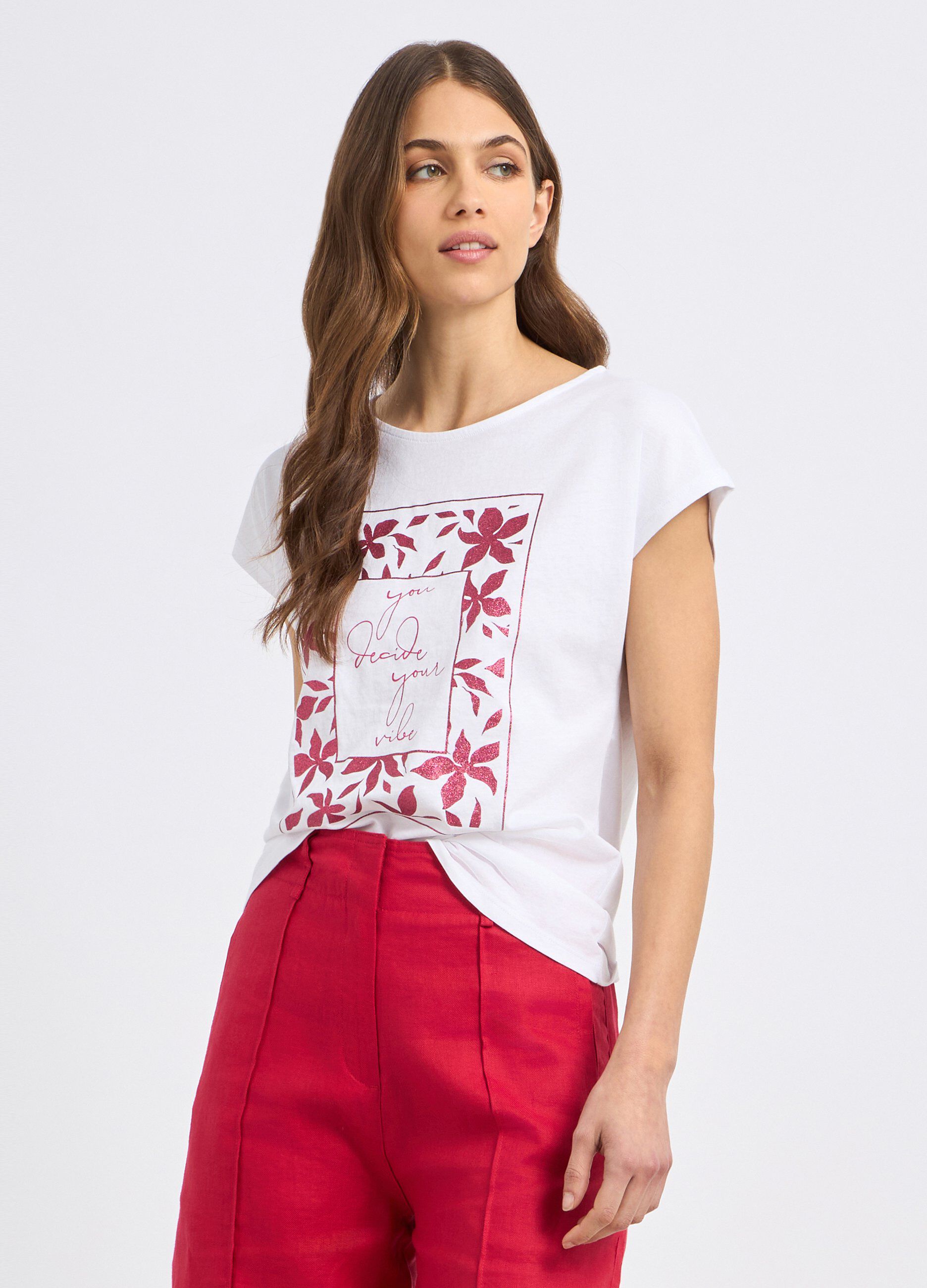 T-shirt in puro cotone con stampa donna_0