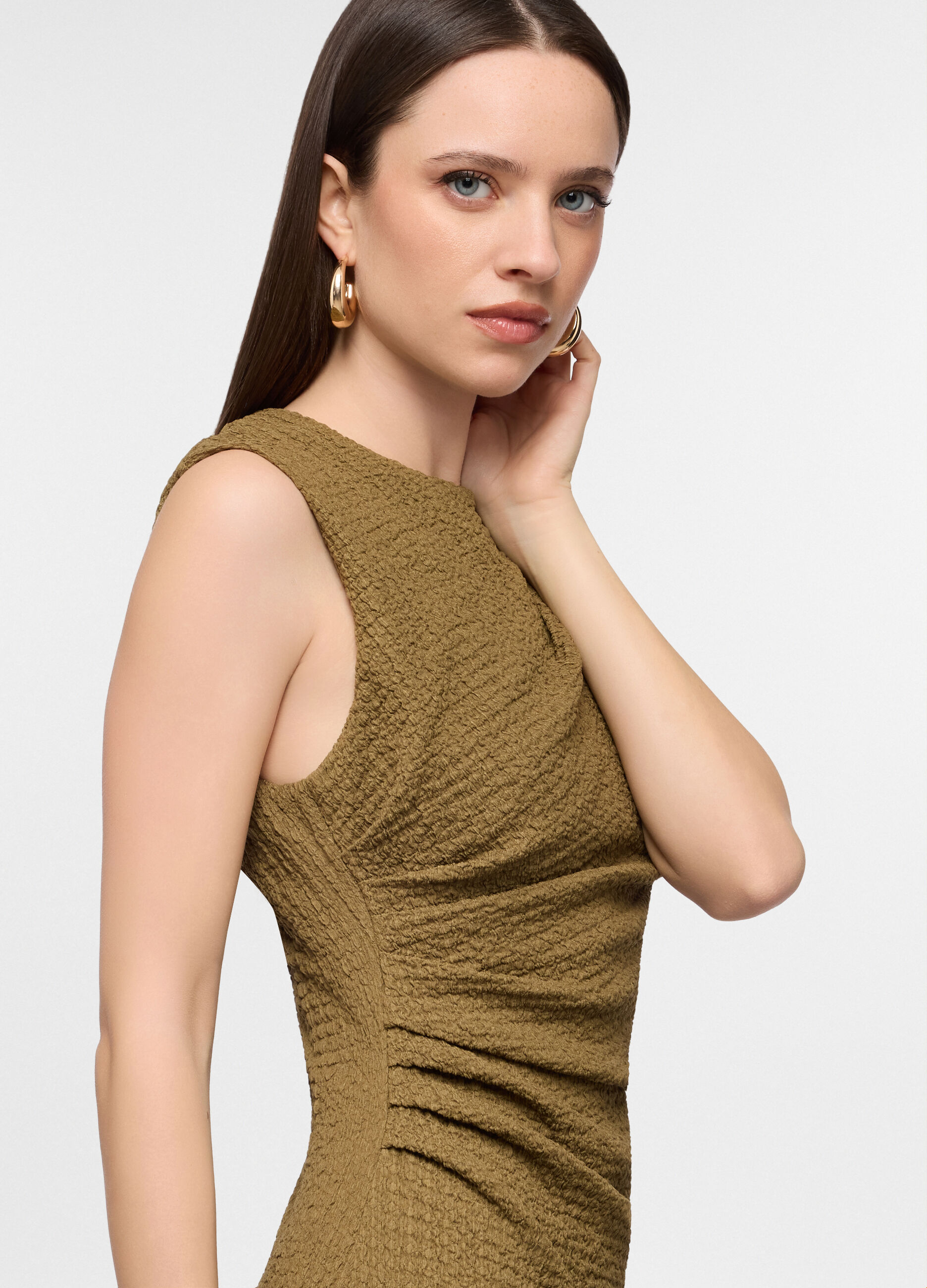 Abito lungo crepe fitted donna_2