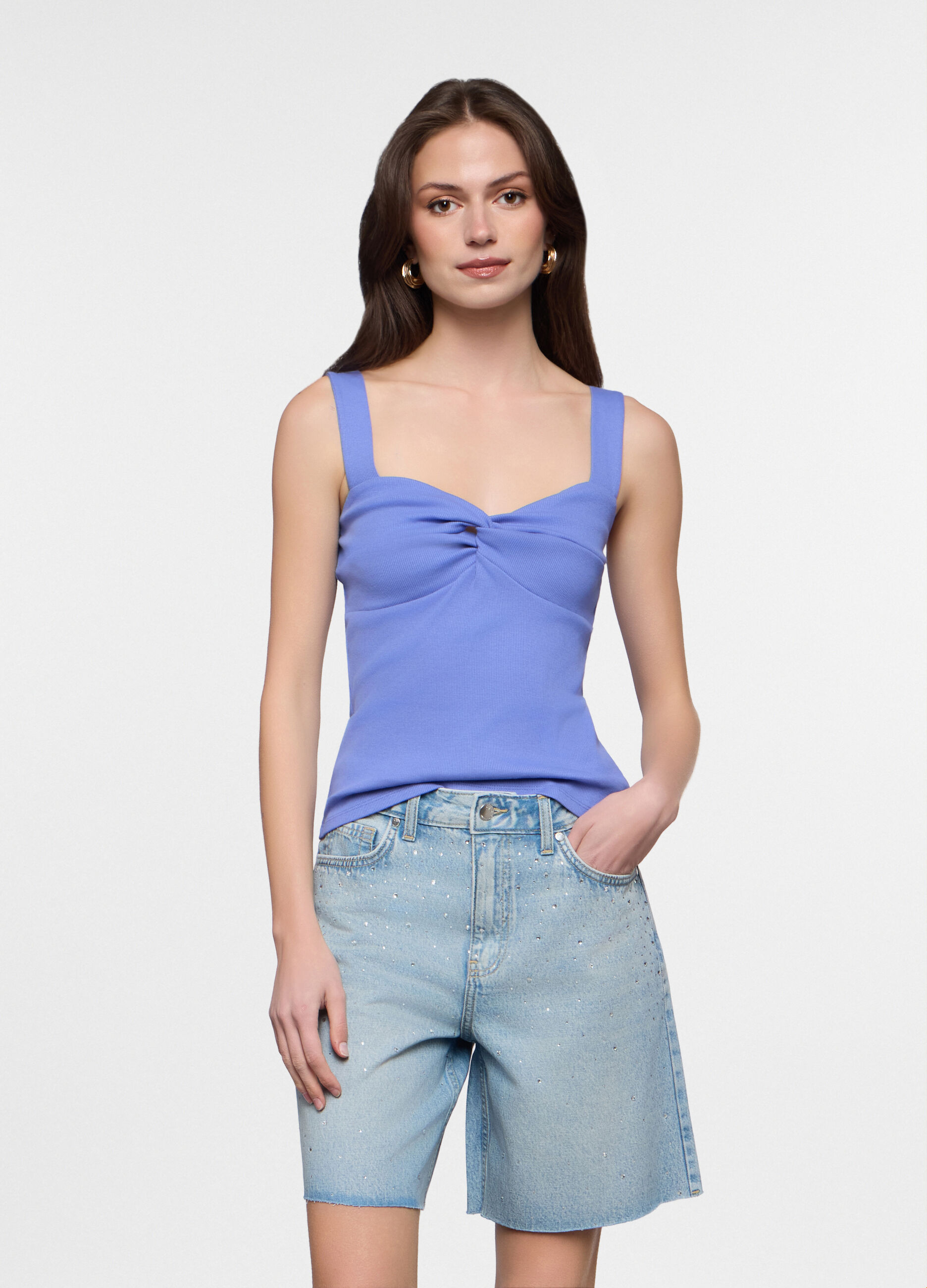Canotta con scollo a V stretch donna_0
