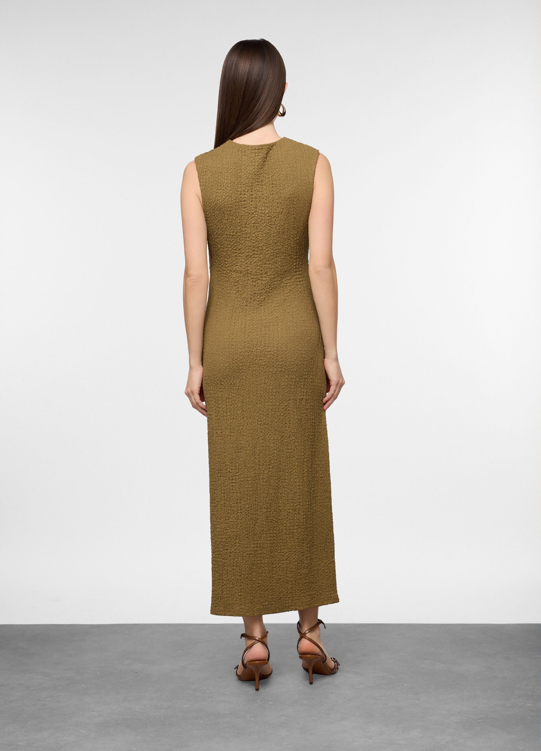 Abito lungo crepe fitted donna_1