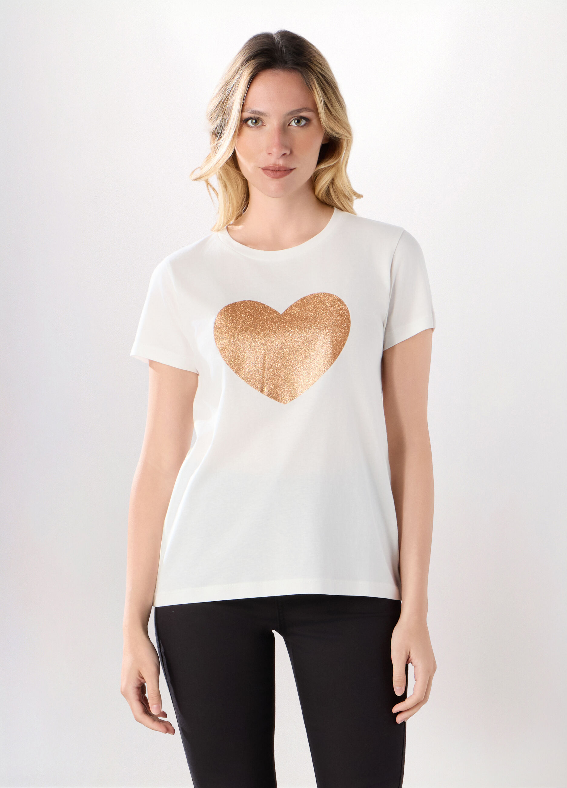 T-shirt in jersey di puro cotone donna_0