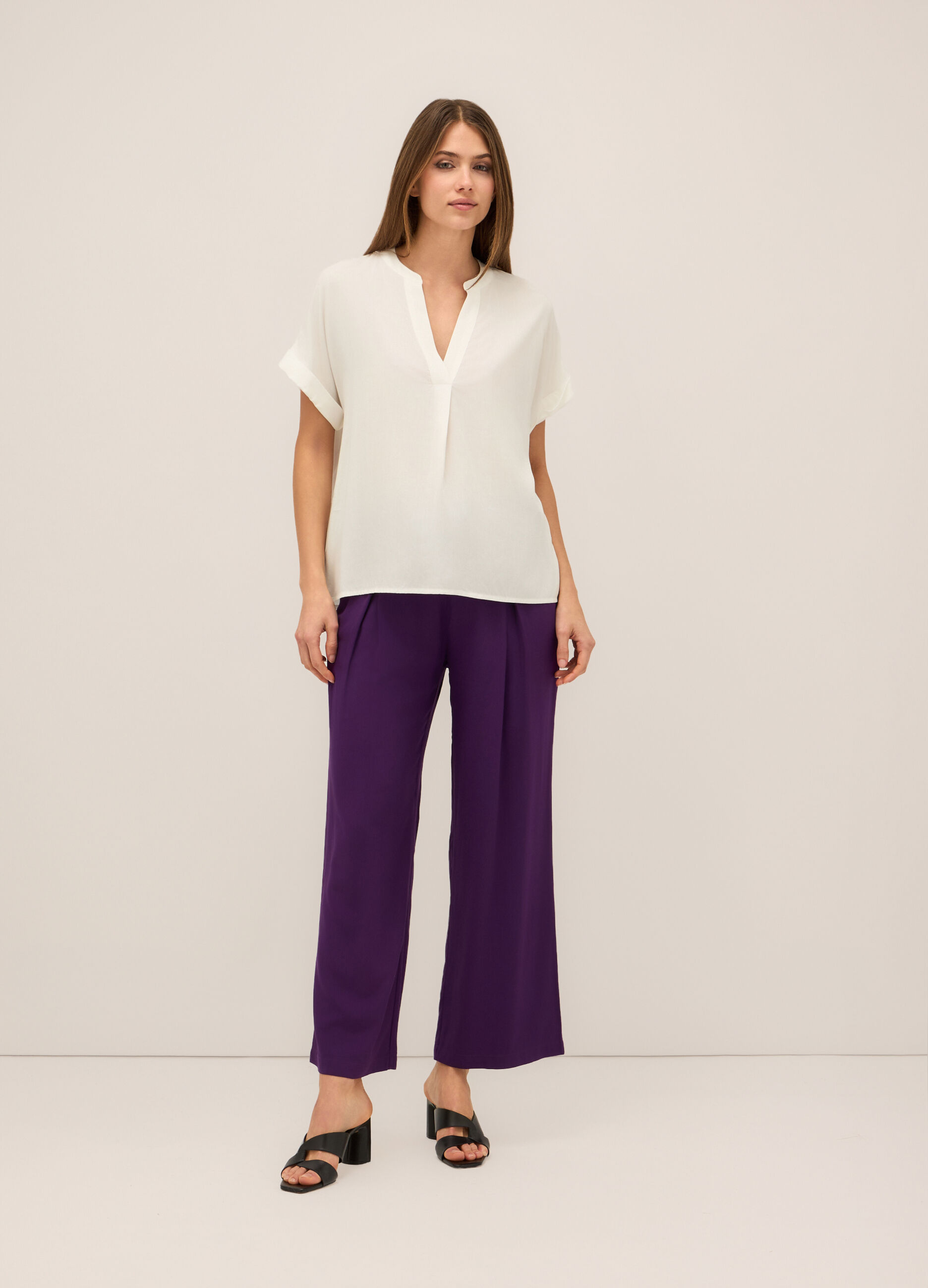 Pantaloni in pura viscosa donna_0