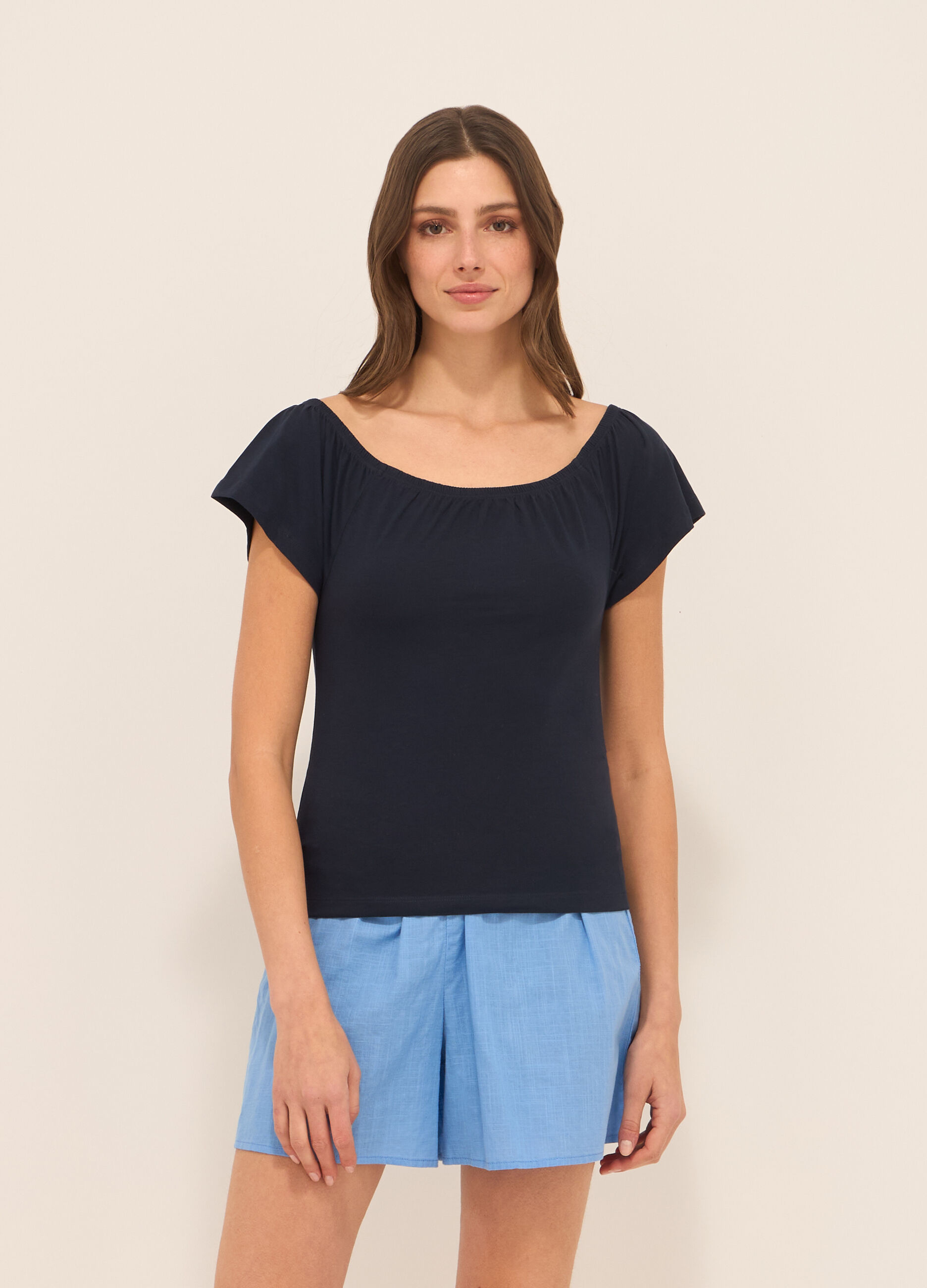 T-shirt in cotone stretch donna_0