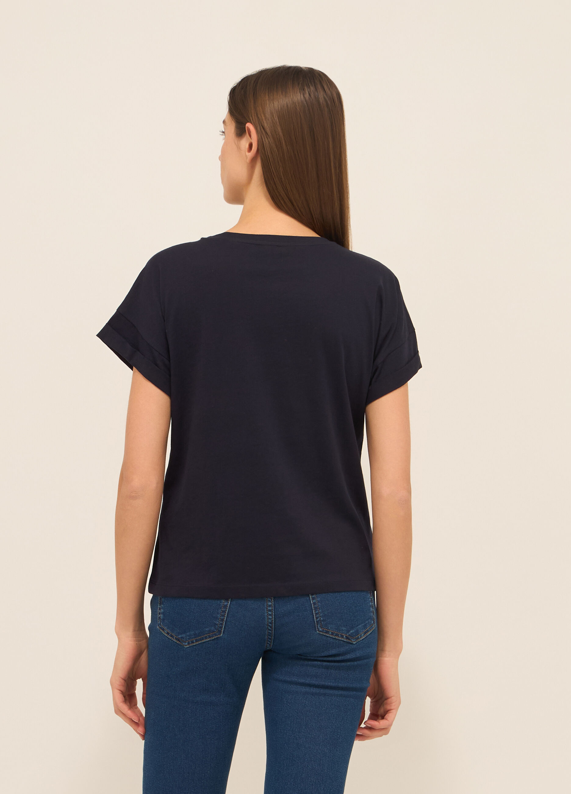 T-shirt in jersey di puro cotone donna