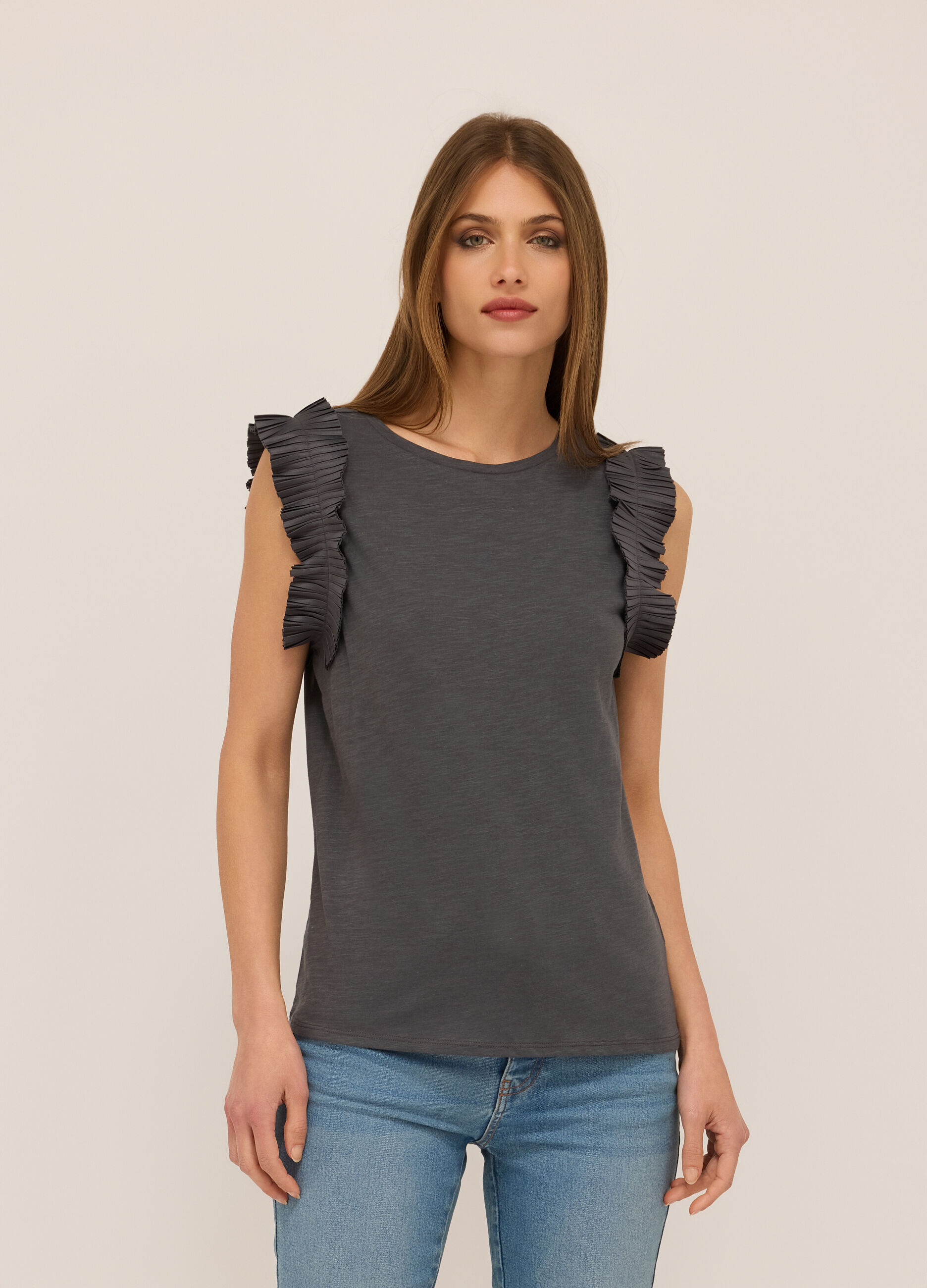 Canotta in jersey di cotone slub donna_0
