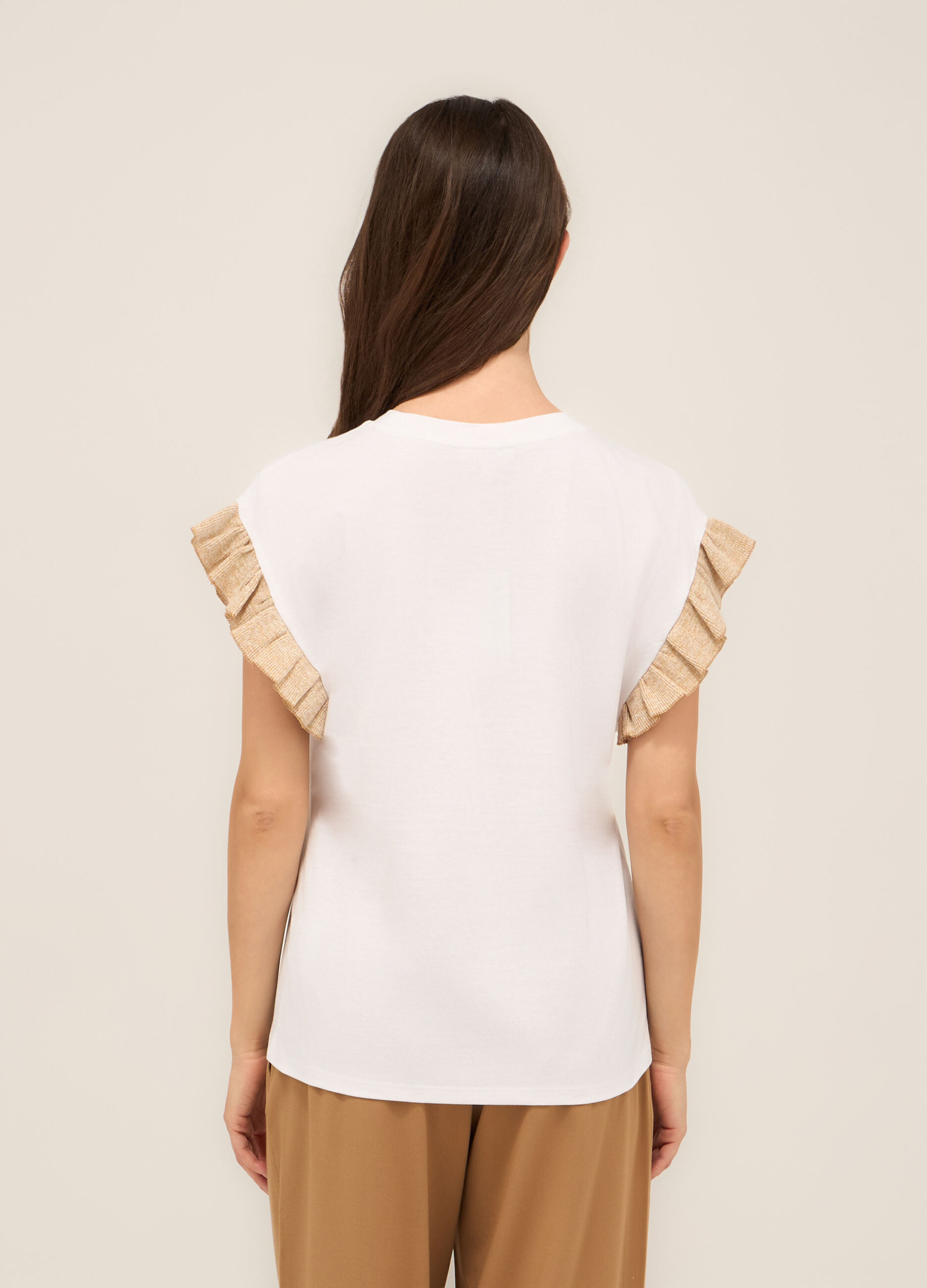 T-shirt in cotone con rouches donna_1