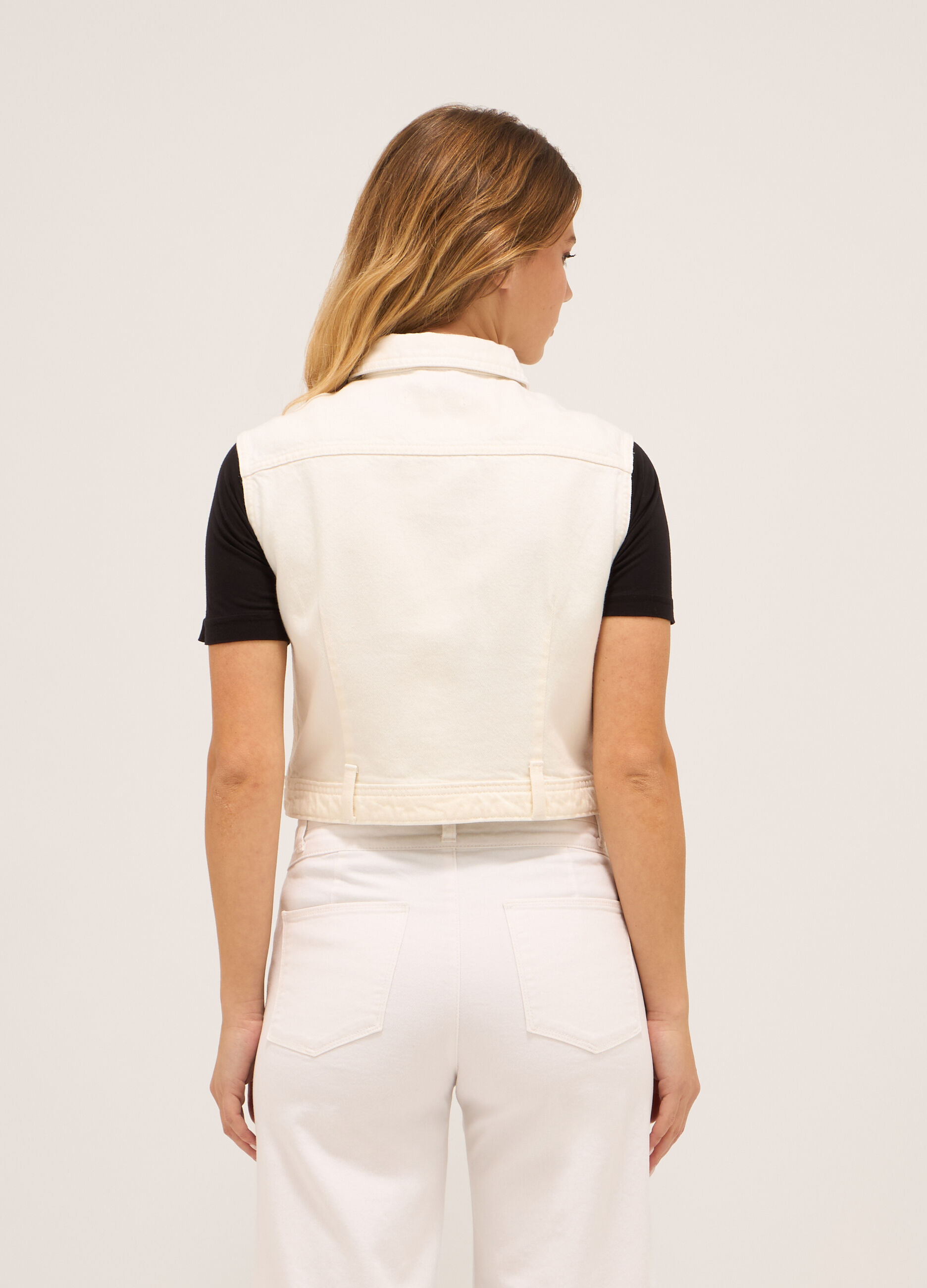Gilet in denim di puro cotone donna_1