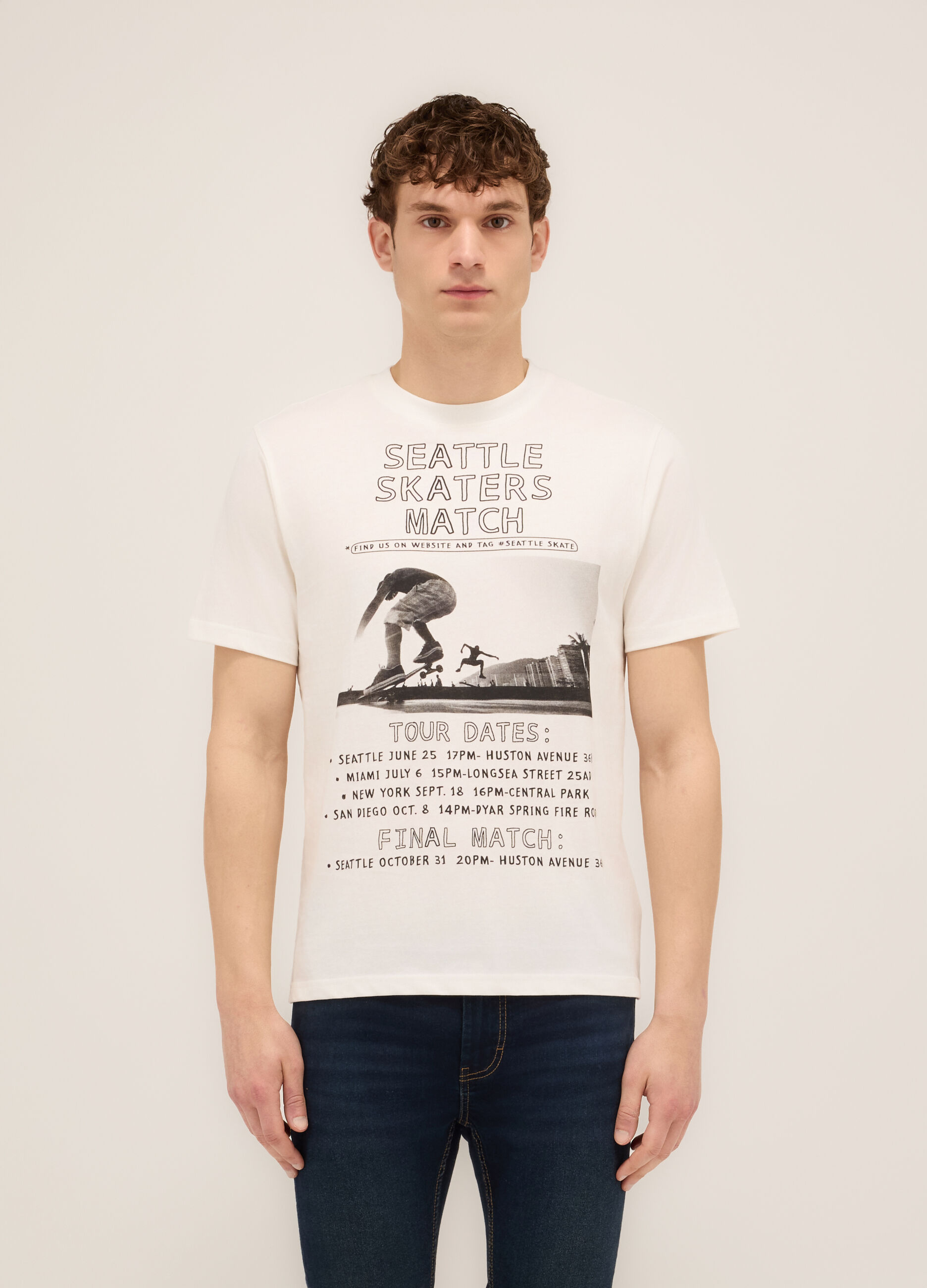 T-shirt girocollo stampa Seattle Skaters_0