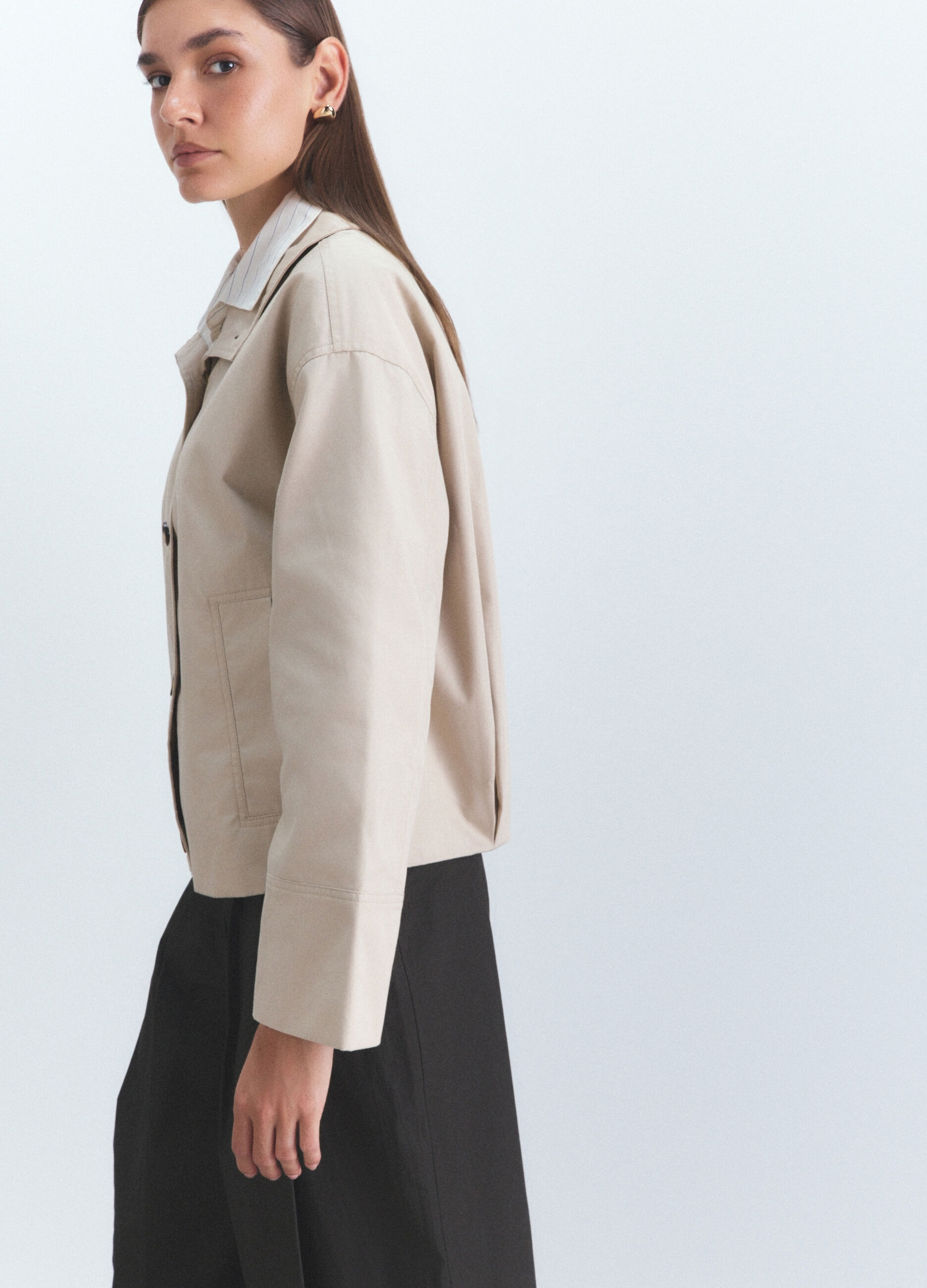 Trench corto misto cotone donna_3