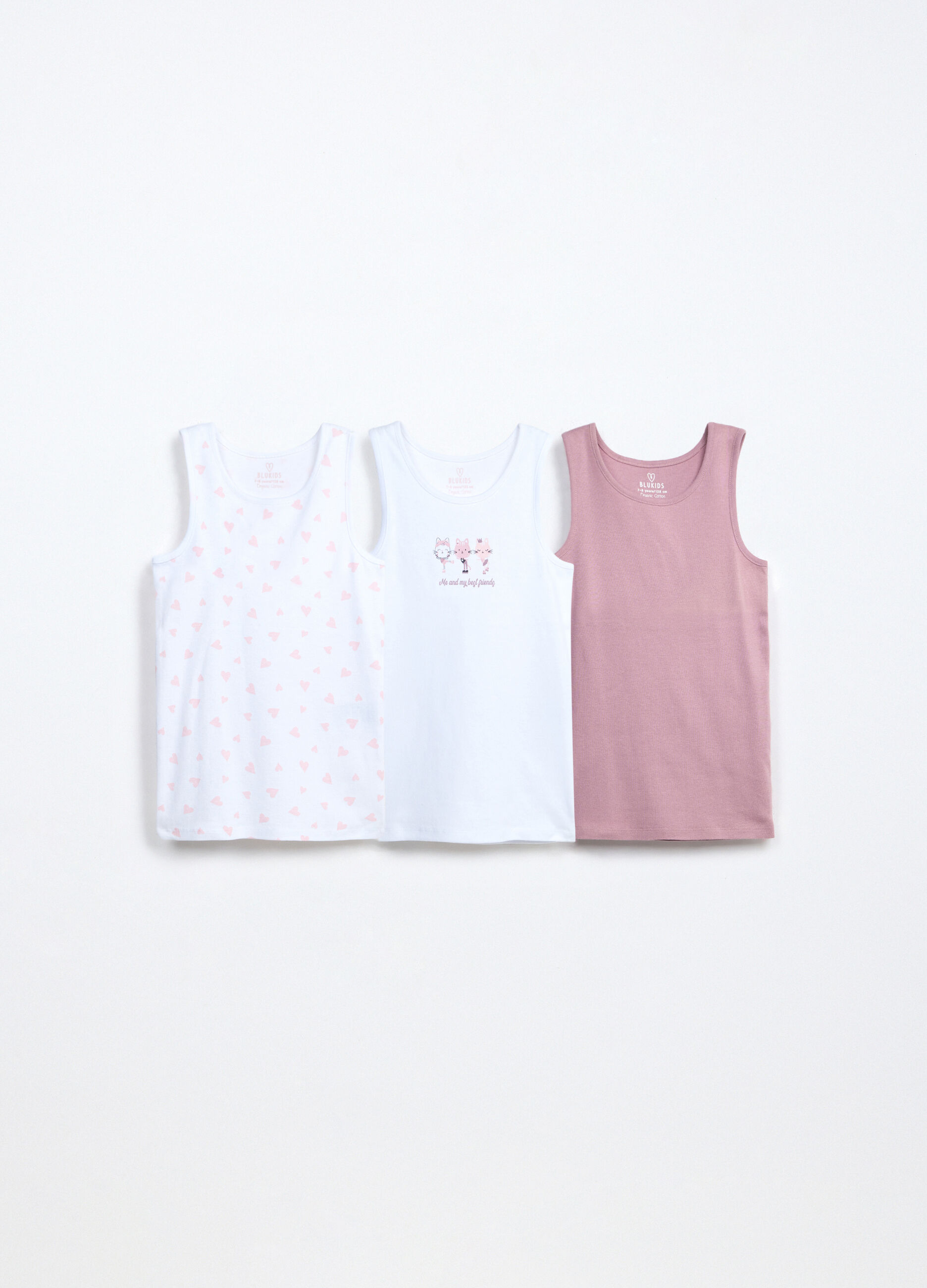 Pack 3 canotte in jersey di puro cotone bambina_0