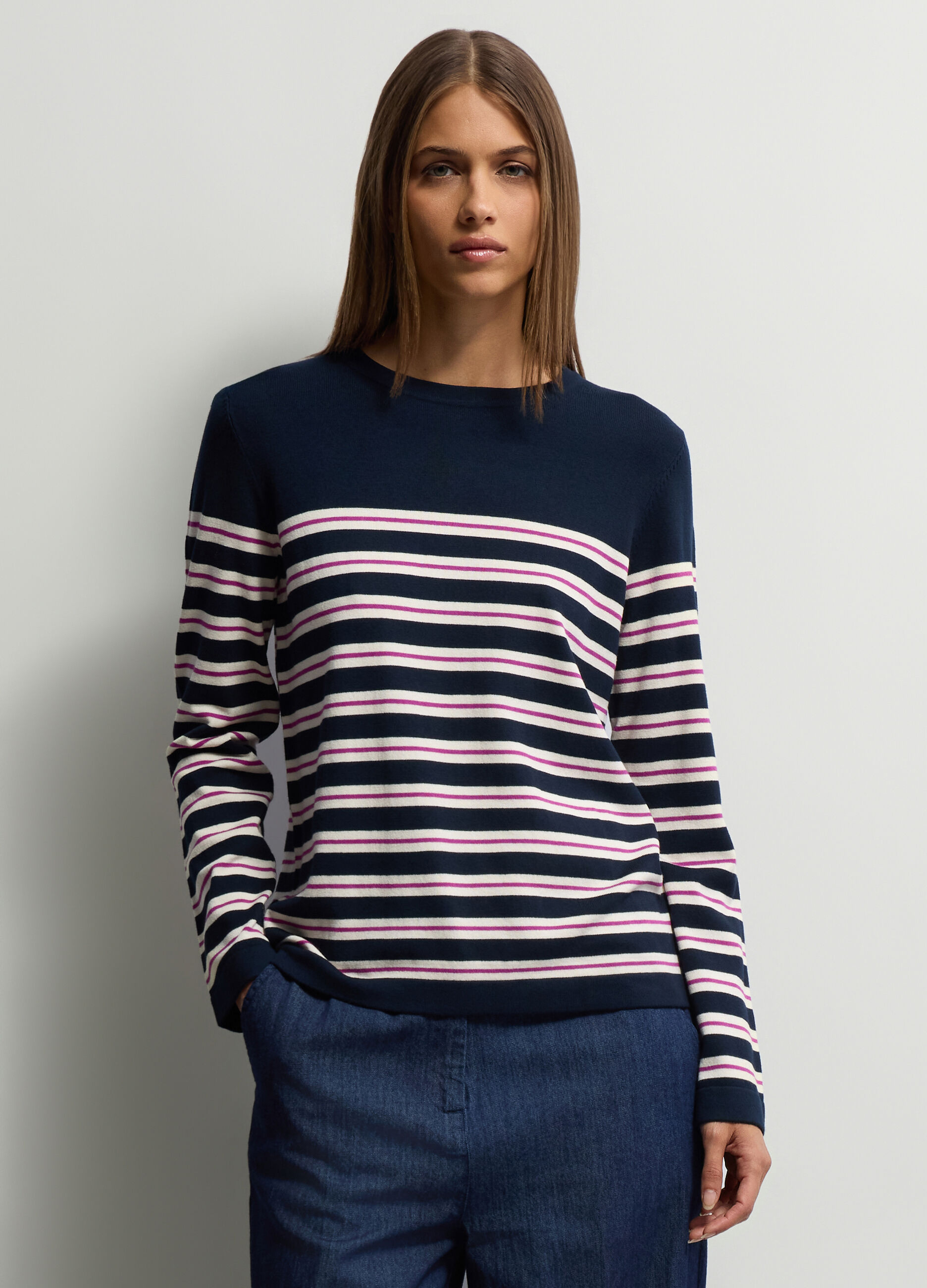 Maglia girocollo in costina donna_0