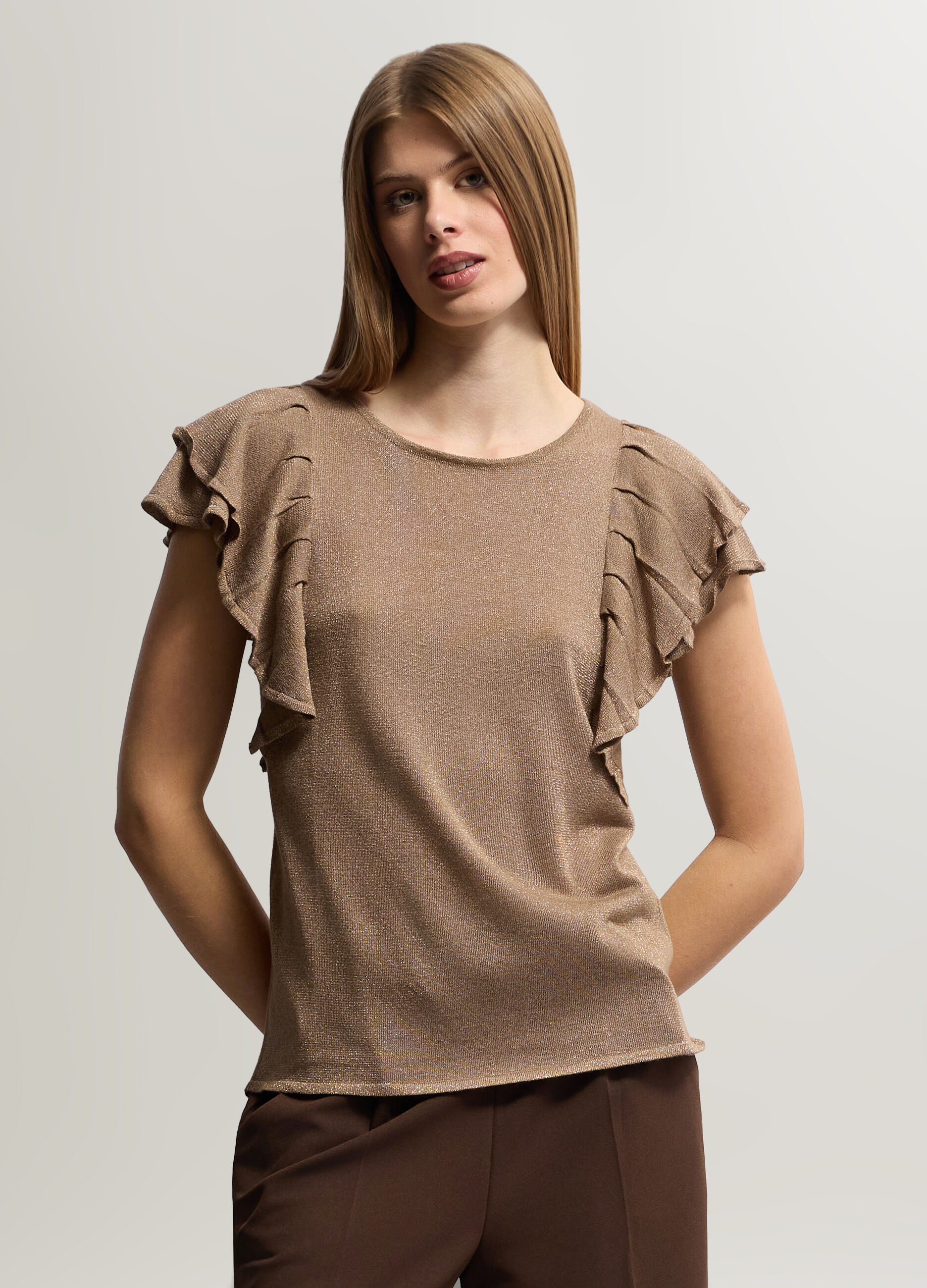 Maglia girocollo rasata donna_0